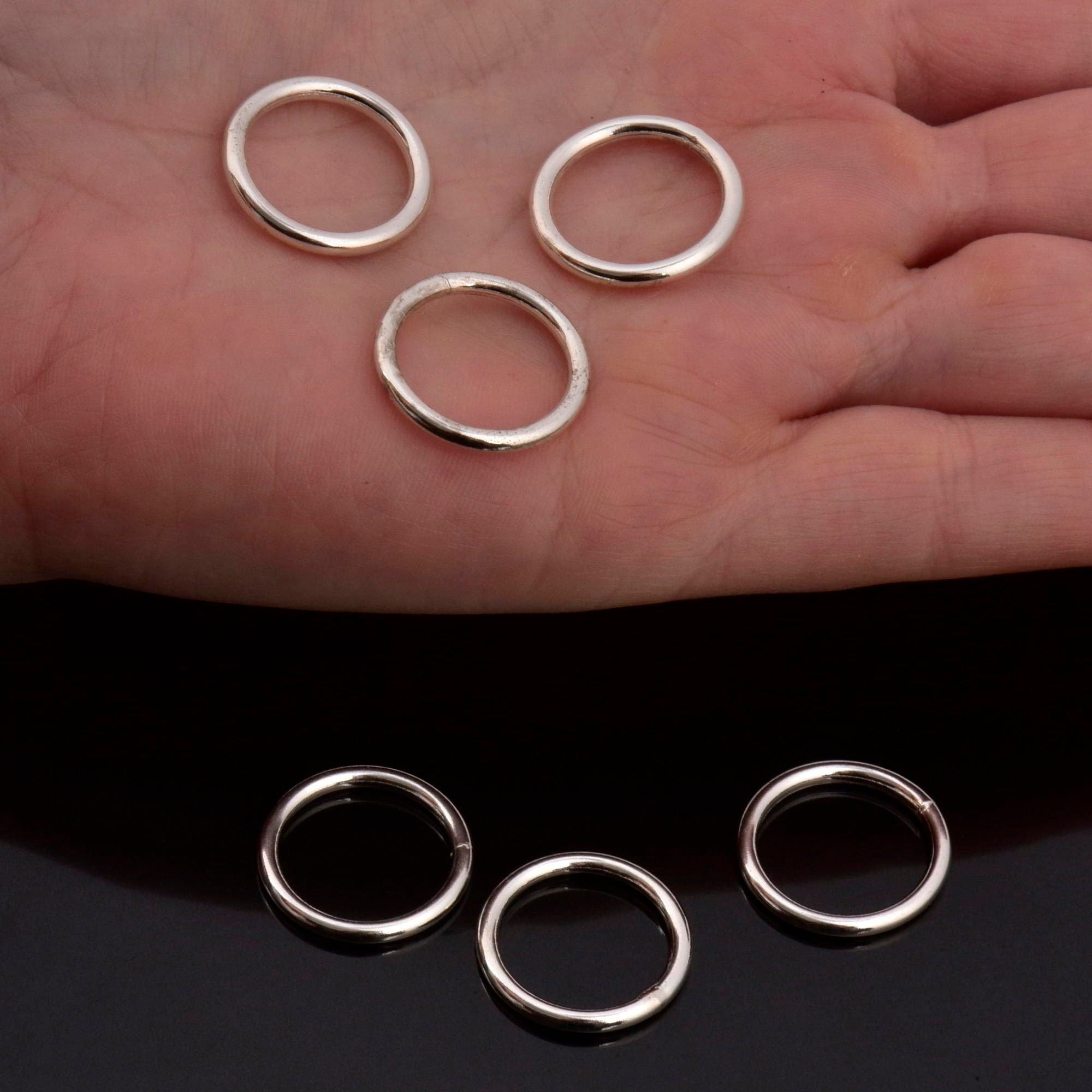 925 Sterling Silver High Quality 19 mm CLOSED and HOLLOW Jump Rings, Jewelry Supplies, Findings, M104D