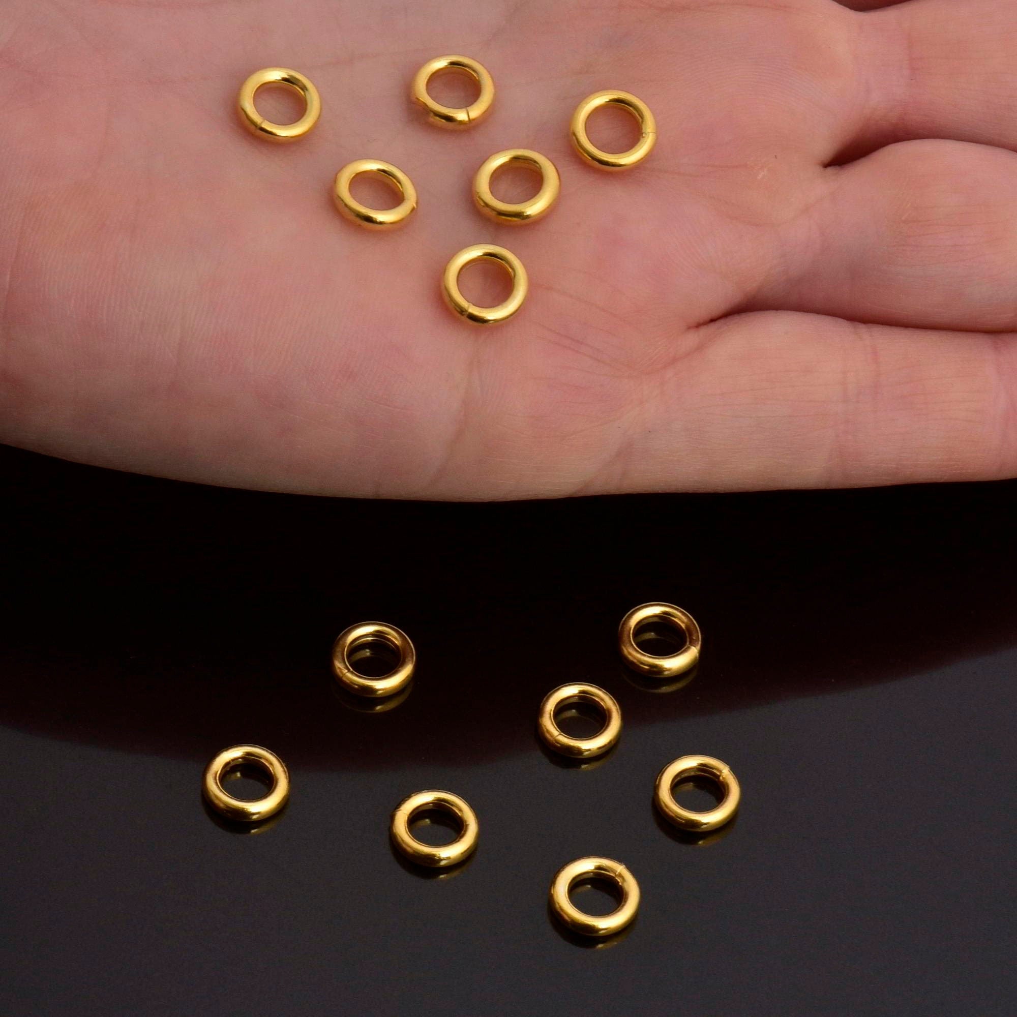 24K Gold Vermeil 8mm CLOSED Jump Rings, High Quality HOLLOW Jump Rings, 925 Sterling Silver Jump Rings, Jewelry Supplies, Findings, VM104A