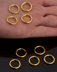 24K Gold Vermeil 15mm CLOSED and HOLLOW Jump Rings, 925 Sterling Silver Jump Rings, Jewelry Supplies, Findings, VM104C
