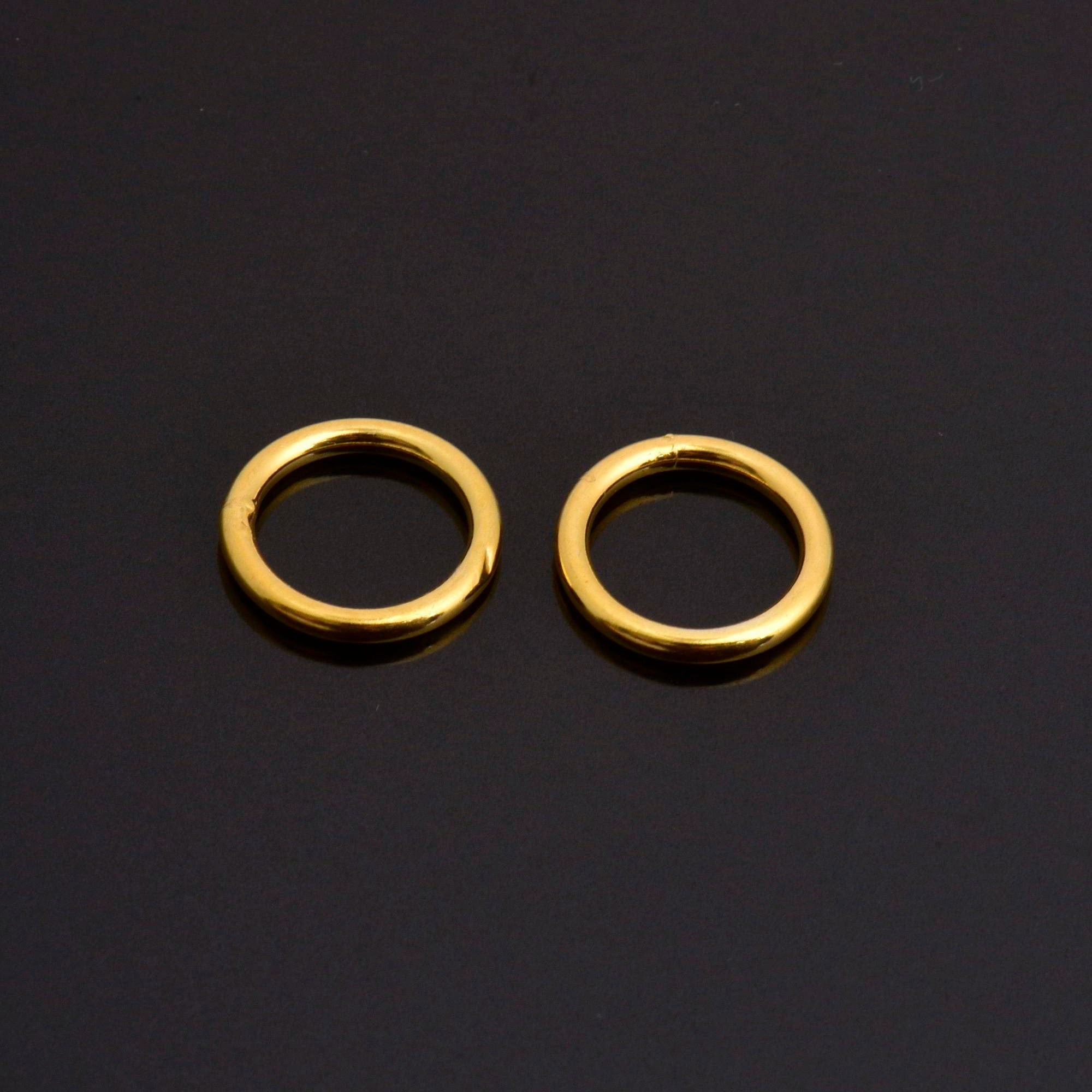 24K Gold Vermeil 15mm CLOSED and HOLLOW Jump Rings, 925 Sterling Silver Jump Rings, Jewelry Supplies, Findings, VM104C