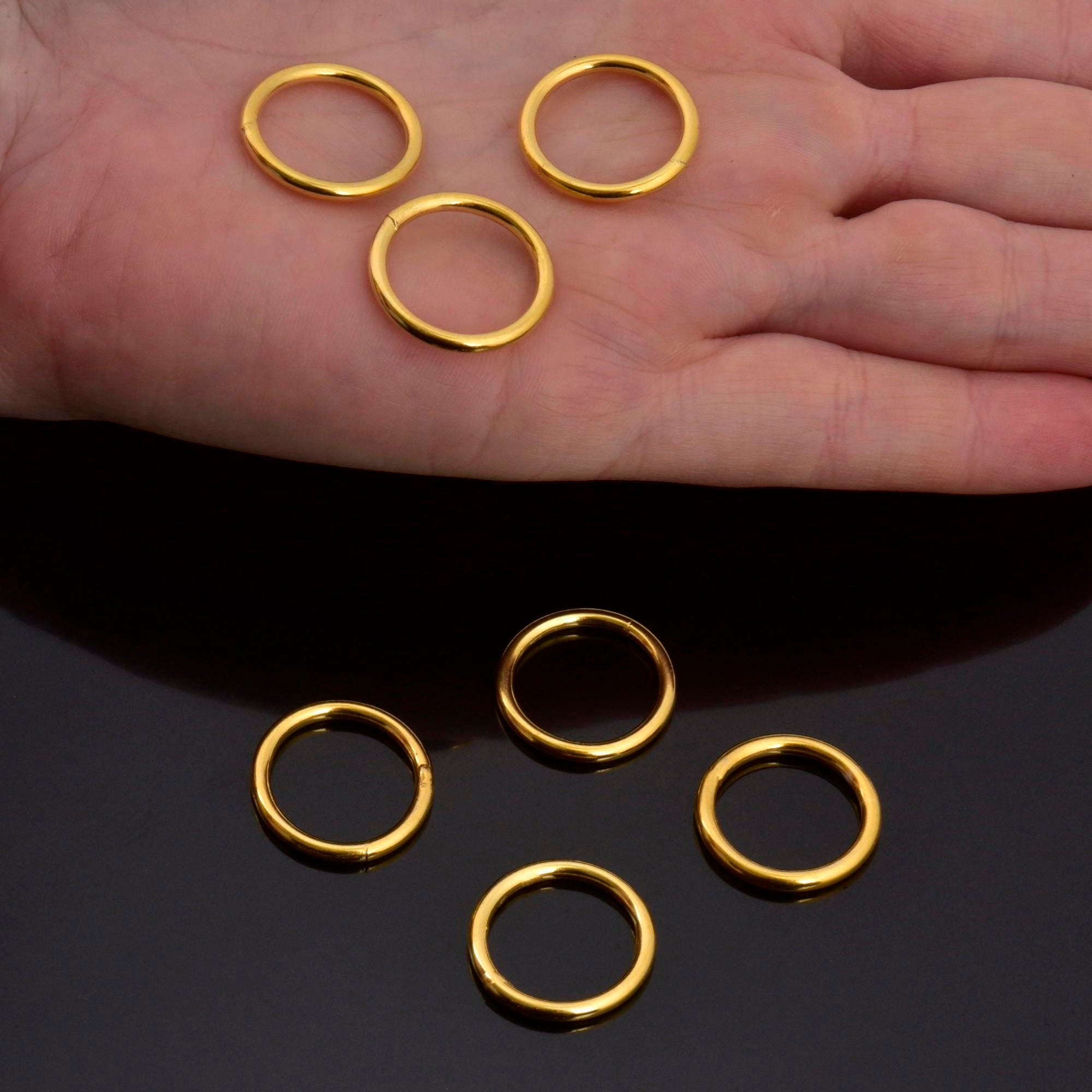 24K Gold Vermeil 19 mm CLOSED Jump Rings, High Quality HOLLOW Jump Rings, 925 Sterling Silver Jump Rings, Jewelry Supplies, VM104D