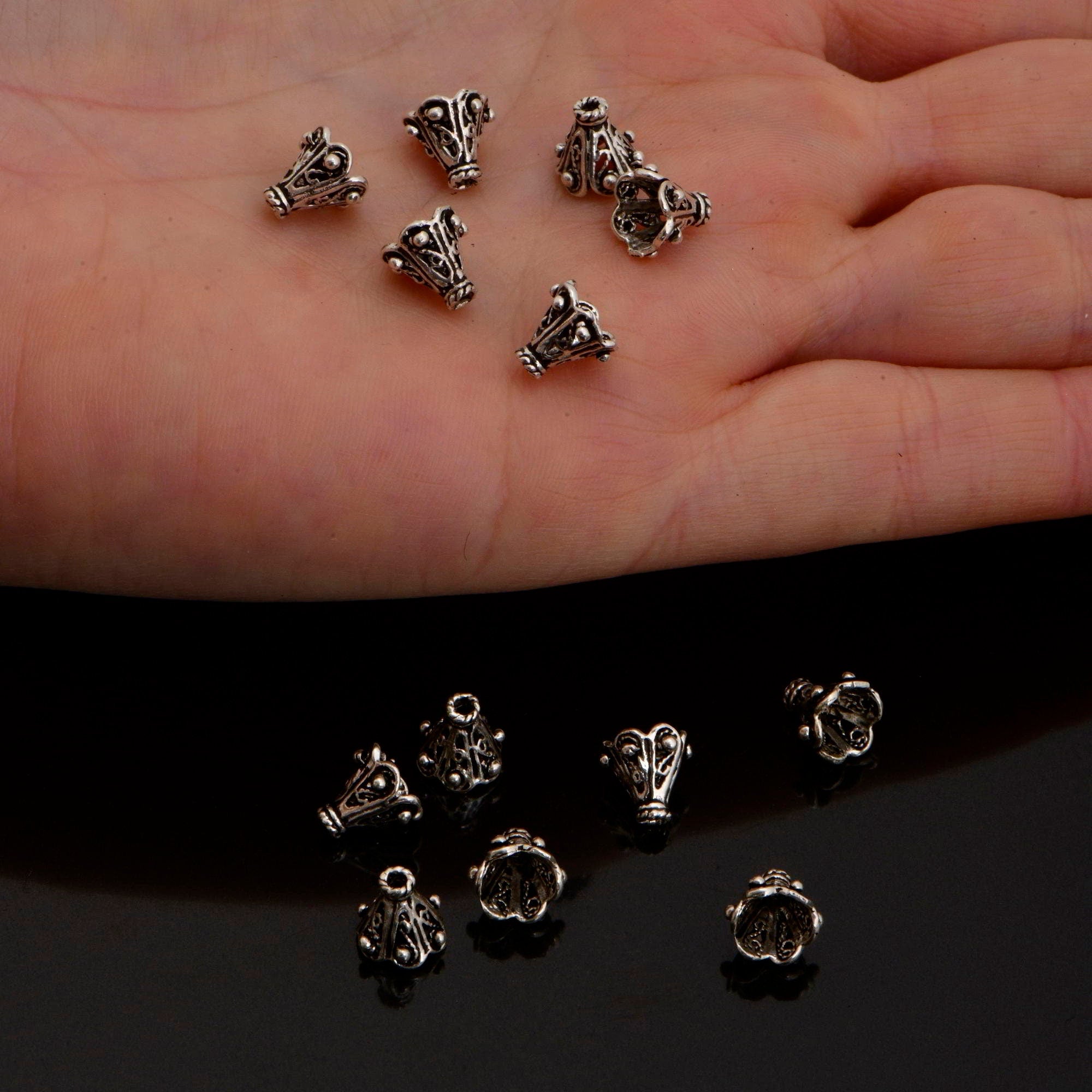 925 Sterling Silver Filigree Bead Caps, Handmade Silver Bead Caps, Solid Silver Bead Caps, Spacer Bead Caps, Jewelry Supply, M83