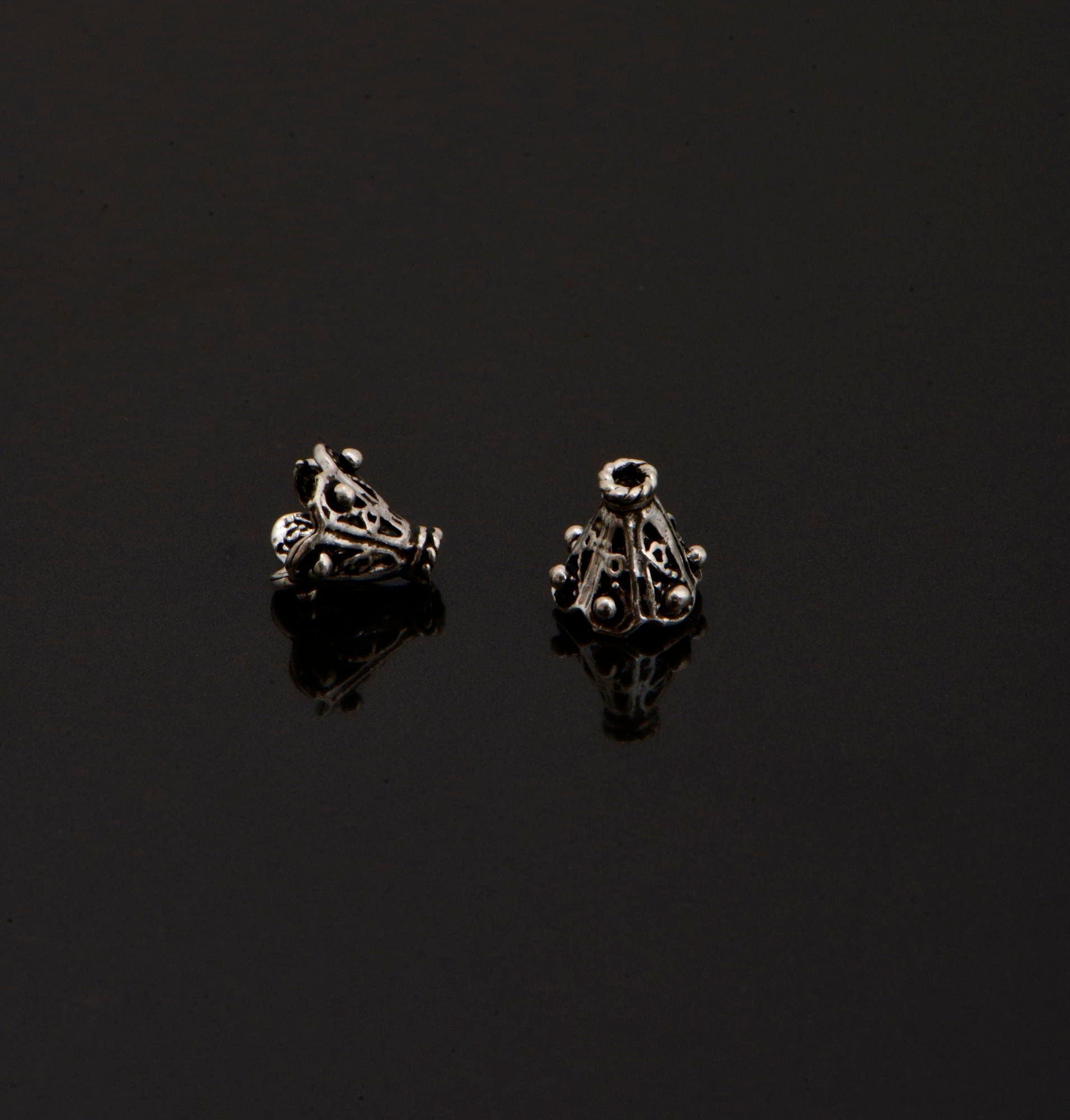 925 Sterling Silver Filigree Bead Caps, Handmade Silver Bead Caps, Solid Silver Bead Caps, Spacer Bead Caps, Jewelry Supply, M83