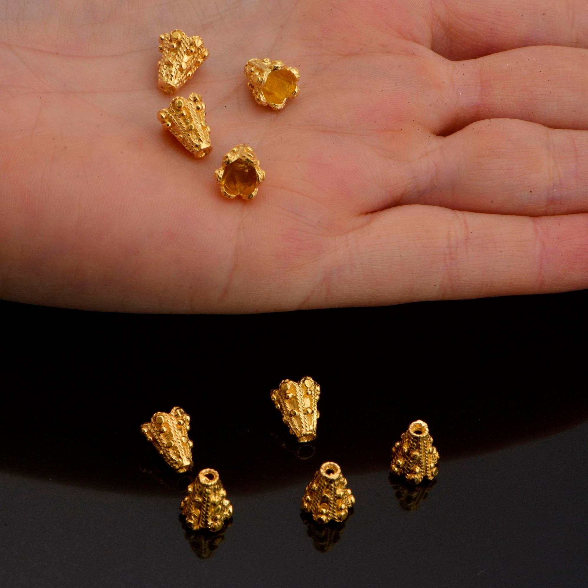 24K Gold Vermeil and 925 Silver Filigree Bead Caps, HandmadeBead Caps, Bead Caps, Spacer Bead Caps, Jewelry Supplies, M/VM84