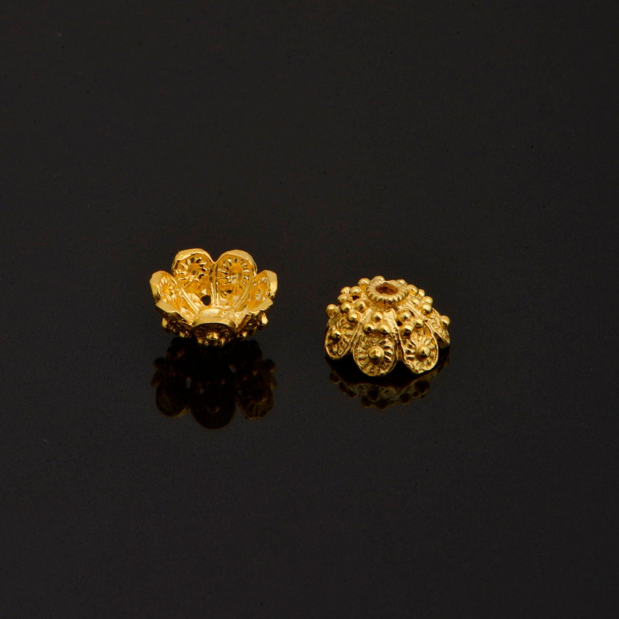 24K Gold Vermeil Filigree Bead Caps, Handmade Silver Bead Caps in 24K Gold, 925 Silver Bead Caps, Spacer Bead Caps, Jewelry Supplies, VM85