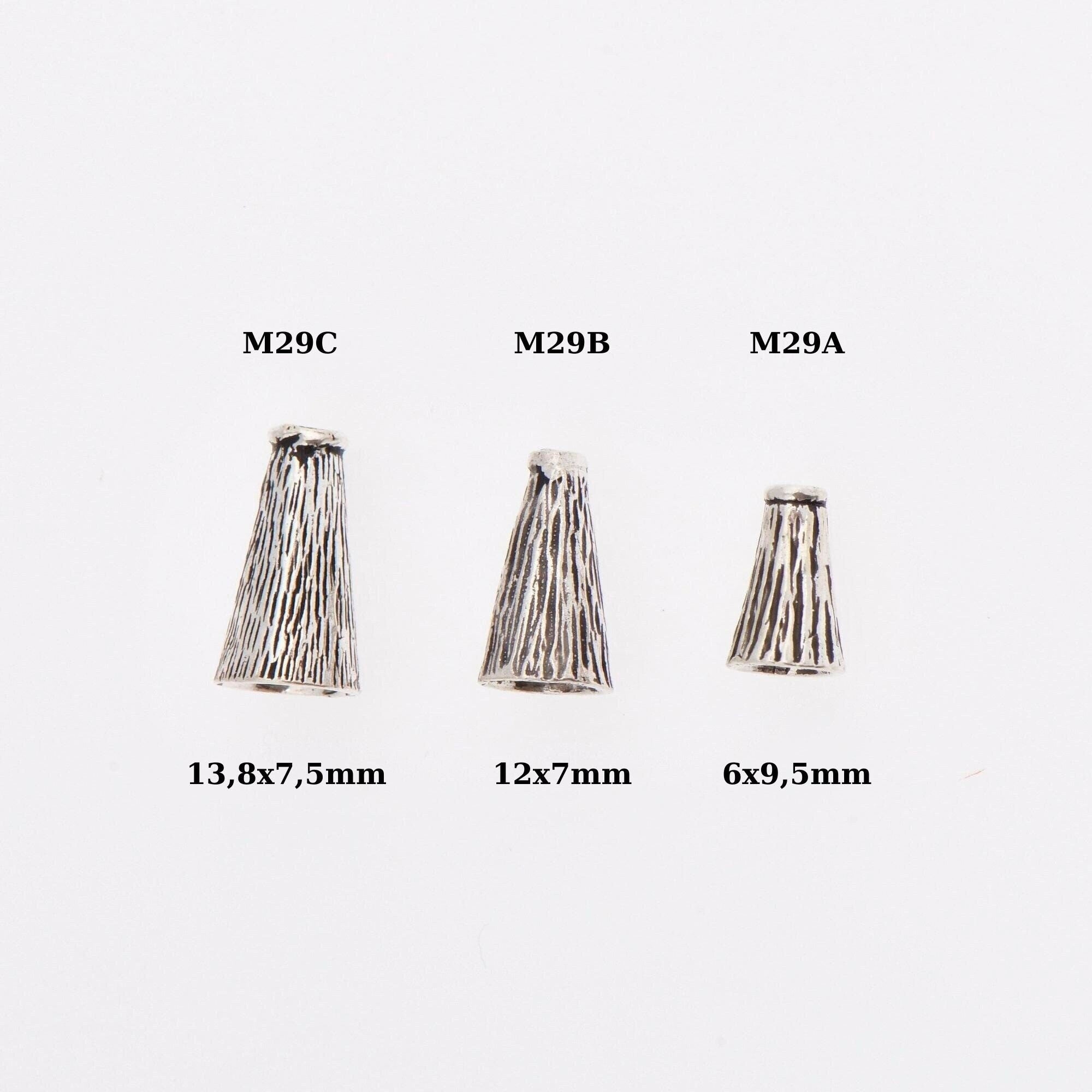 925 Sterling Silver Cone Shape Bead, Solid Silver Cone Bead Cap, Antiique Silver End Bead Cones, Pyramid Bead Caps, Jewelry Findings, M29A-C