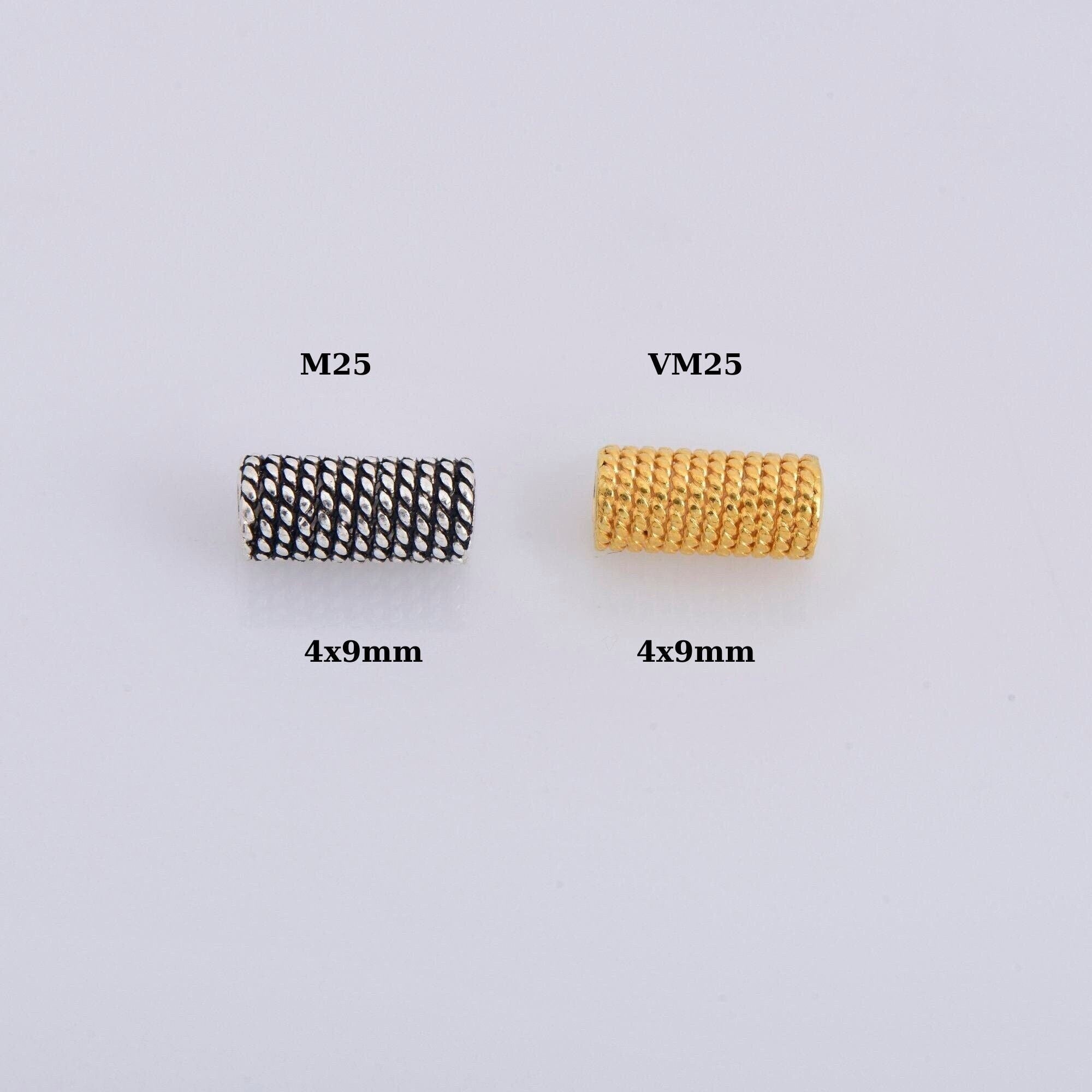 24K Gold Vermeil & 925 Sterling Silver Tube Beads, Antique Silver Tube Beads, Gold Spacer Tube Beads, Oxidized Tube Beads, M/VM25