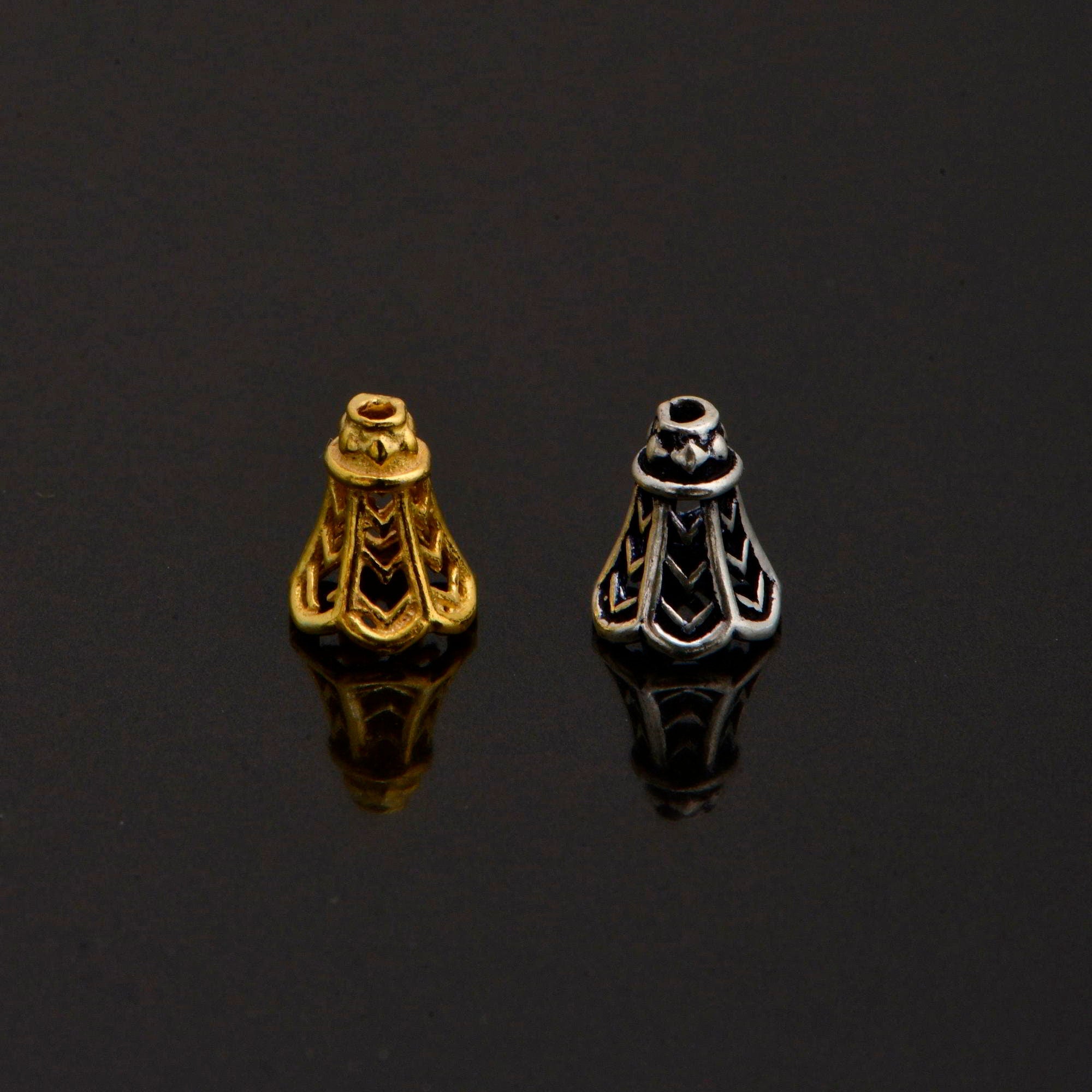 24K Gold Vermeil and 925 Silver Filigree Bead Caps, Handmade Silver Bead Caps, Gold Bead Caps, Spacer Bead Caps, Jewelry Supplies, M/VM92
