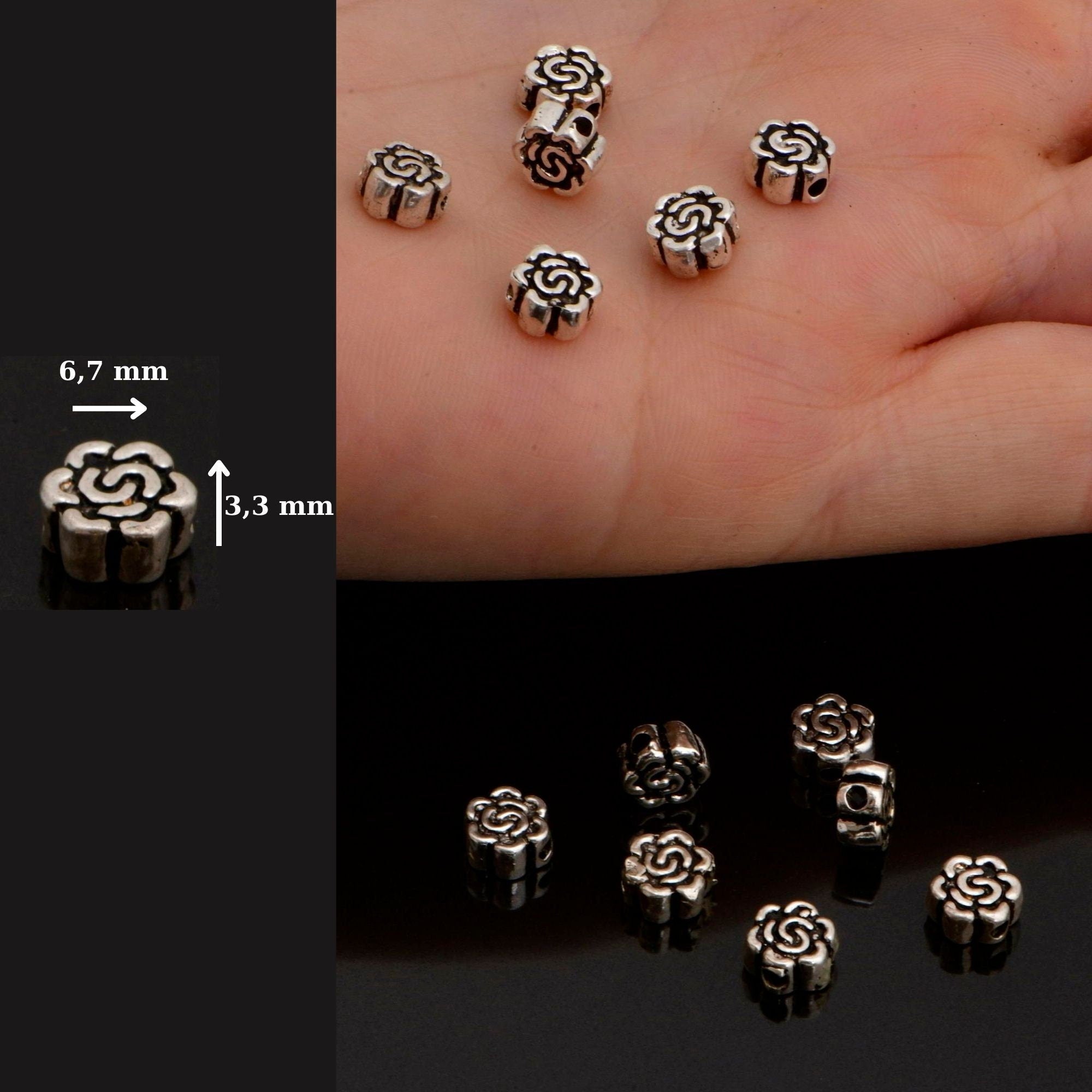 925 Sterling Silver Round Spacer Beads, Handmade Silver Spacer Beads, Solid Silver Spacer Beads, Jewelry Supply, M93