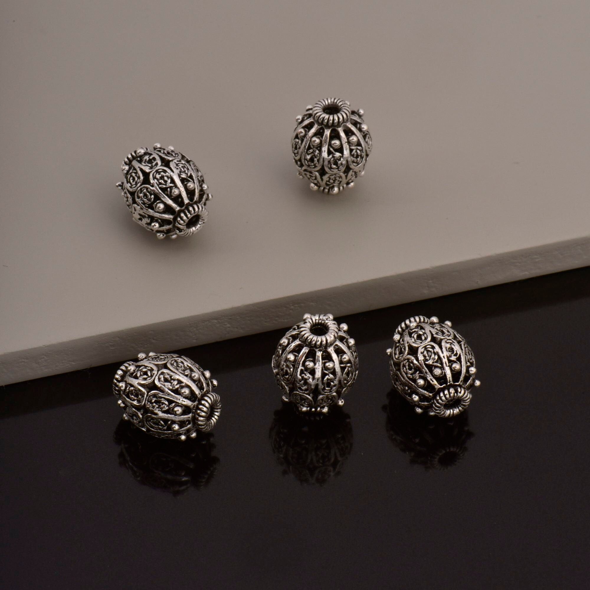 925 Sterling Silver Filigree Beads, Handmade Silver Beads, 925 Solid Silver Beads, Spacer Beads, Jewelry Supply, M109B