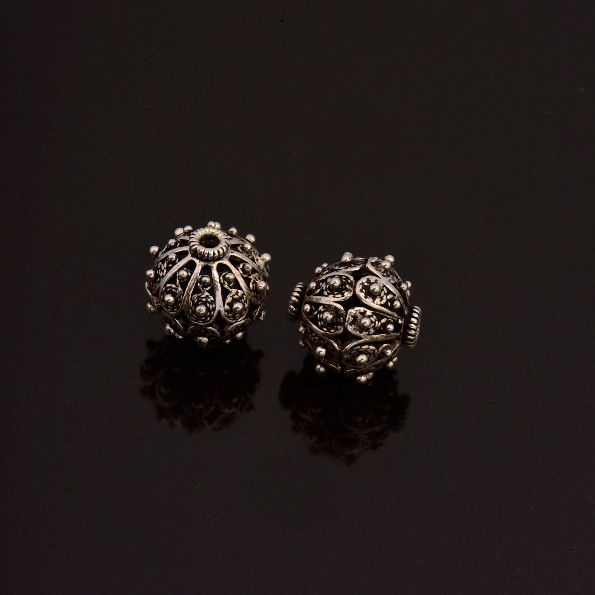 925 Sterling Silver Filigree Beads, Handmade Silver Beads, 925 Solid Silver Beads, Spacer Beads, Jewelry Supply, M109C