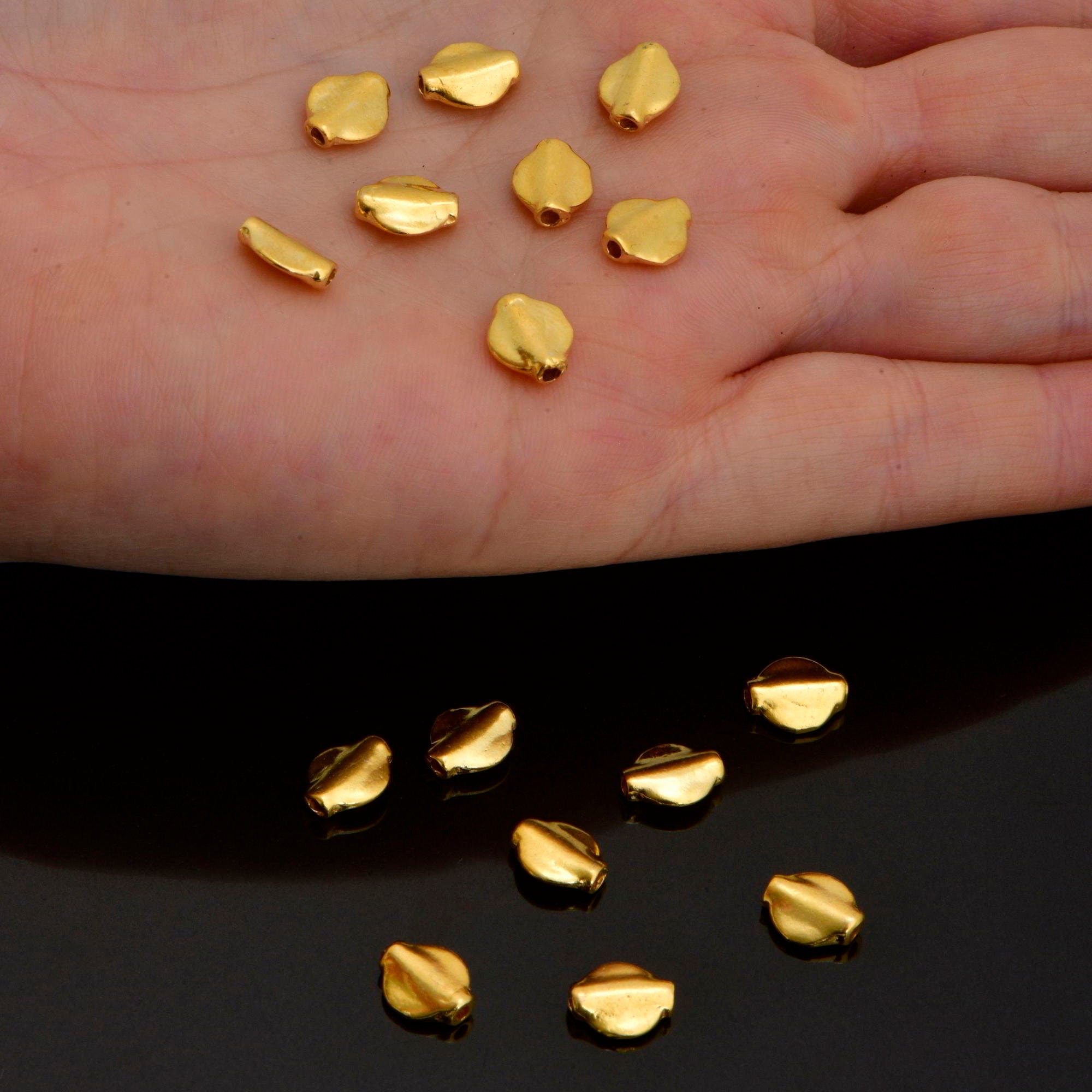 24K Gold Vermeil &amp; 925 Silver UFO Spacer Beads, Handmade Silver Spacer Beads in 24K Gold, Gold Spacer Beads, Jewelry Supplies, M/VM97