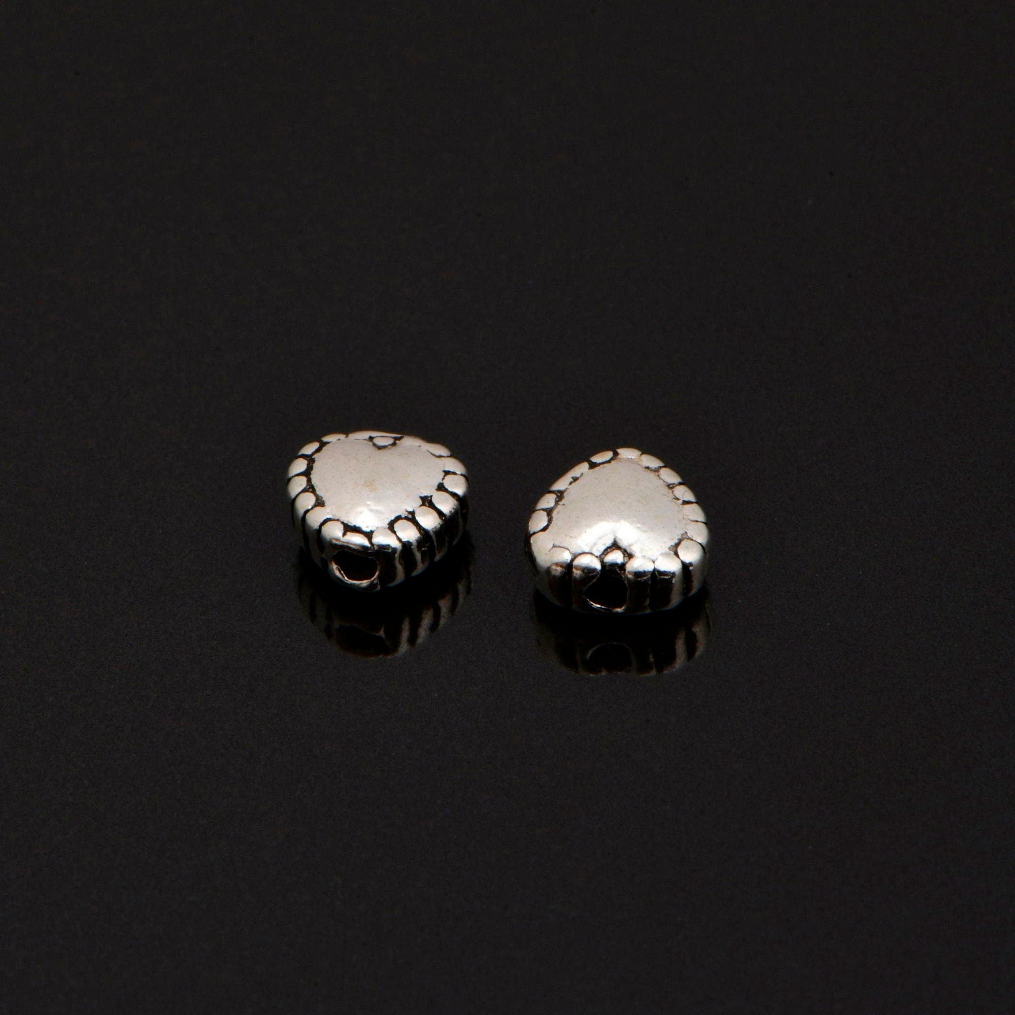24K Gold Vermeil and 925 Silver Heart Spacer Beads, Handmade Silver Spacer Beads in Gold, 925 Silver Spacer Beads, Jewelry Supplies, M/VM99