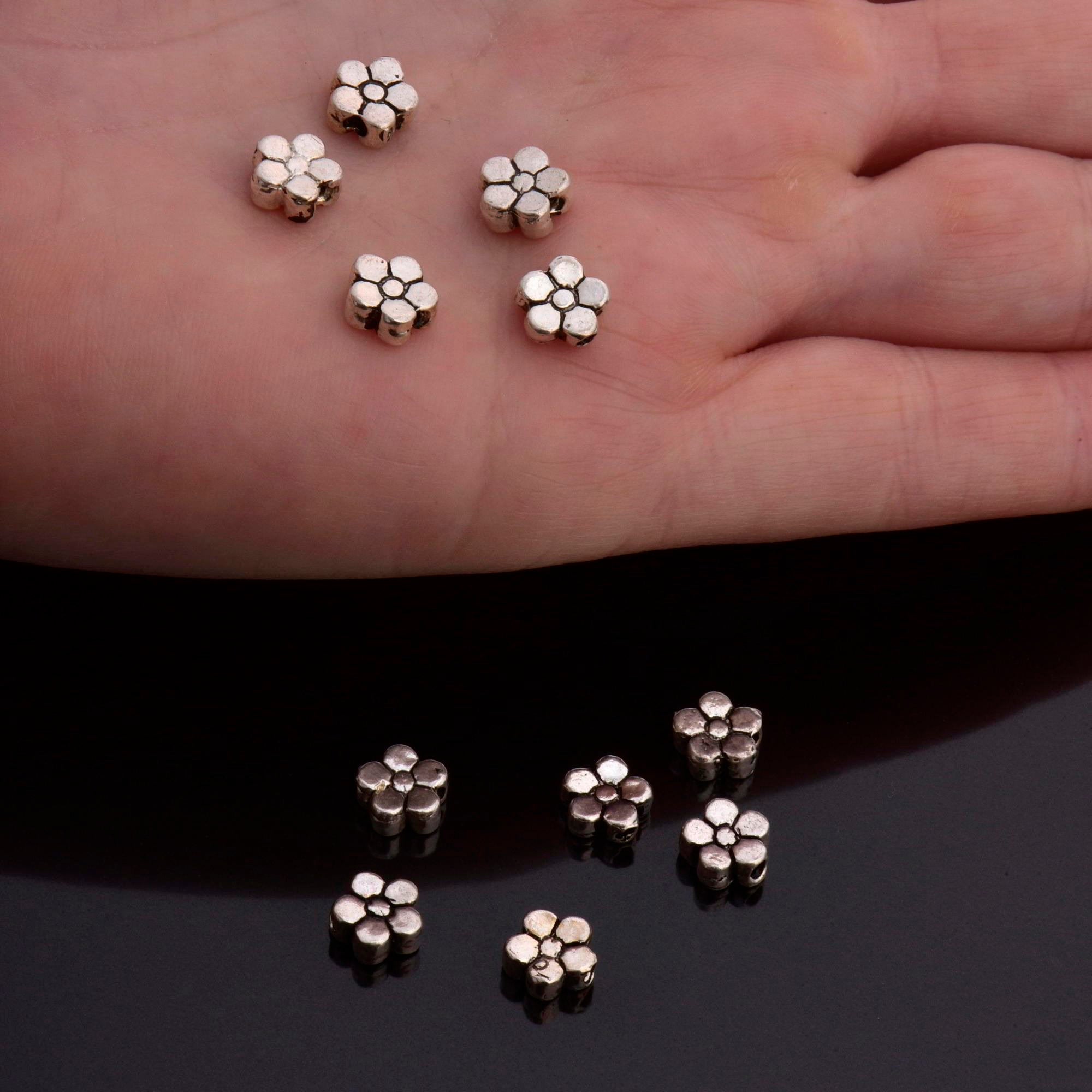 925 Sterling Silver Big Daisy Spacer Beads, Handmade Silver Spacer Beads, Solid Silver Spacer Beads, Jewelry Supply, M100