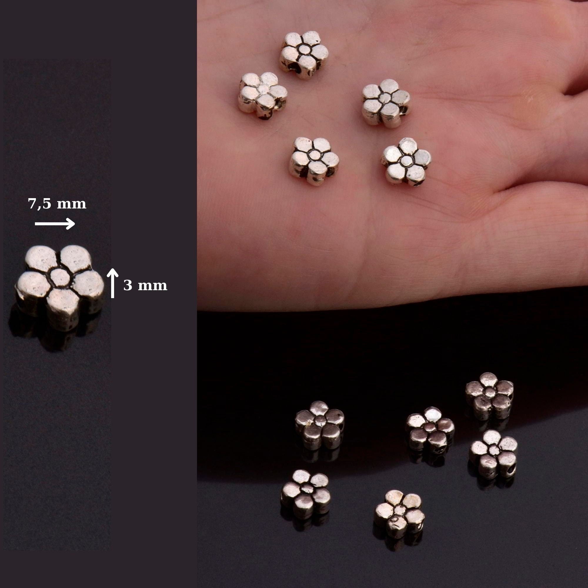 925 Sterling Silver Big Daisy Spacer Beads, Handmade Silver Spacer Beads, Solid Silver Spacer Beads, Jewelry Supply, M100