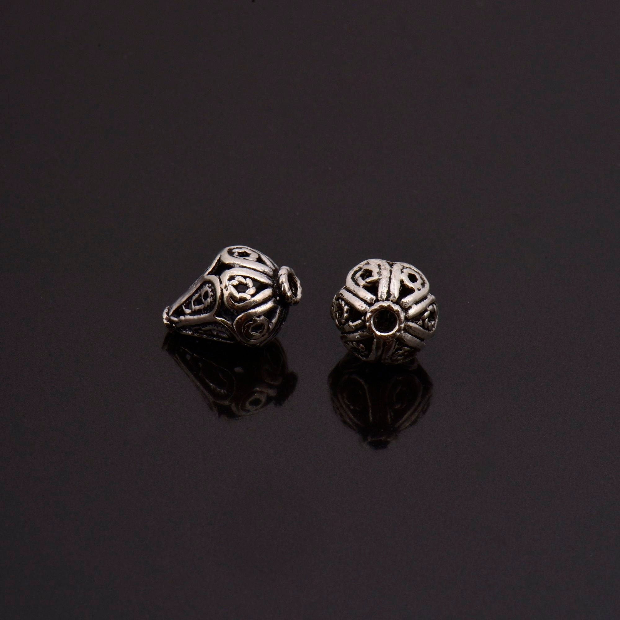 24K Gold Vermeil and 925 Silver Filigree Beads, Handmade Silver Beads in Gold, Solid Silver Beads, Spacer Beads, Jewelry Supply, M/VM111