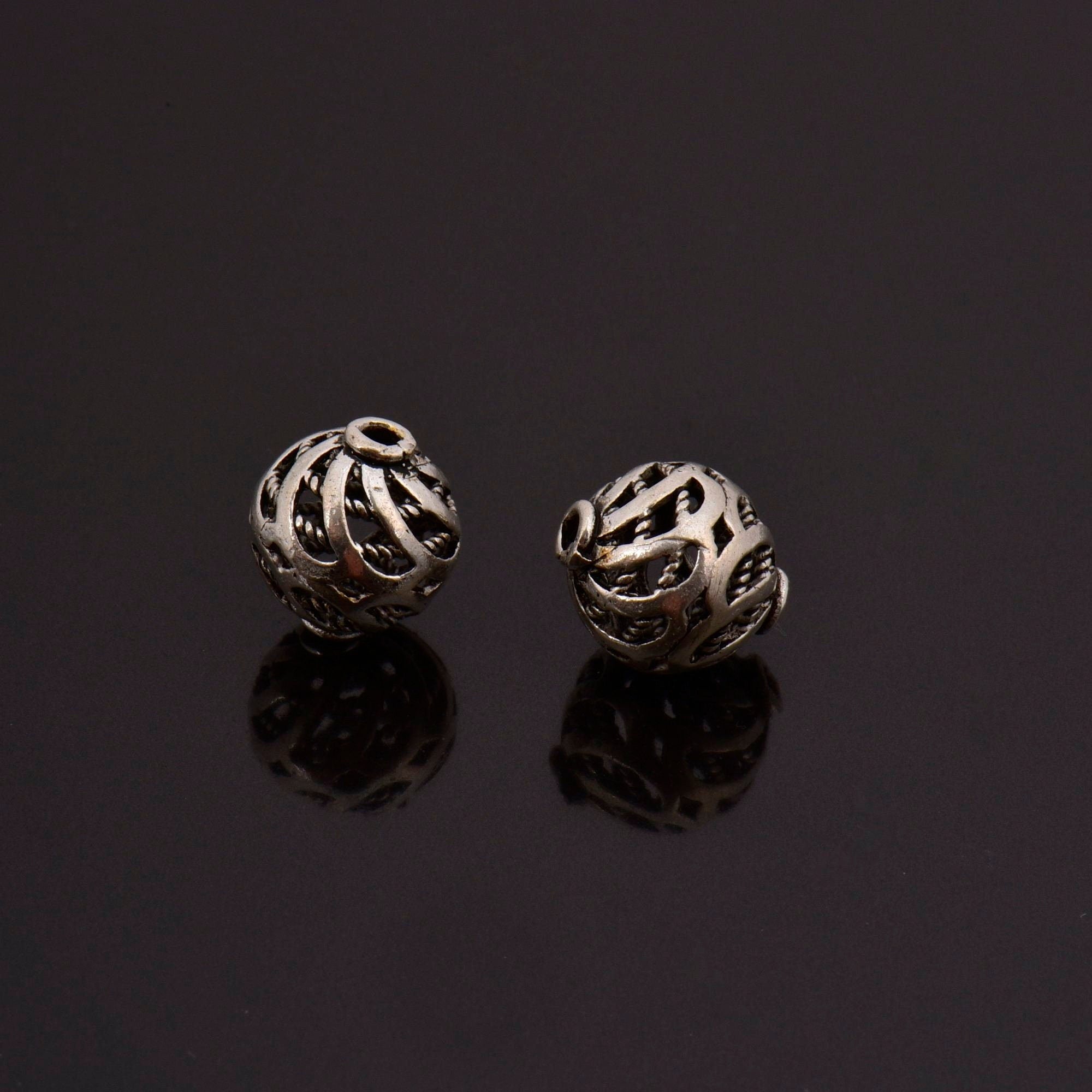 925 Sterling Silver Filigree Beads, Handmade Silver Beads, Solid Silver Beads, Spacer Beads, Jewelry Supply, M112
