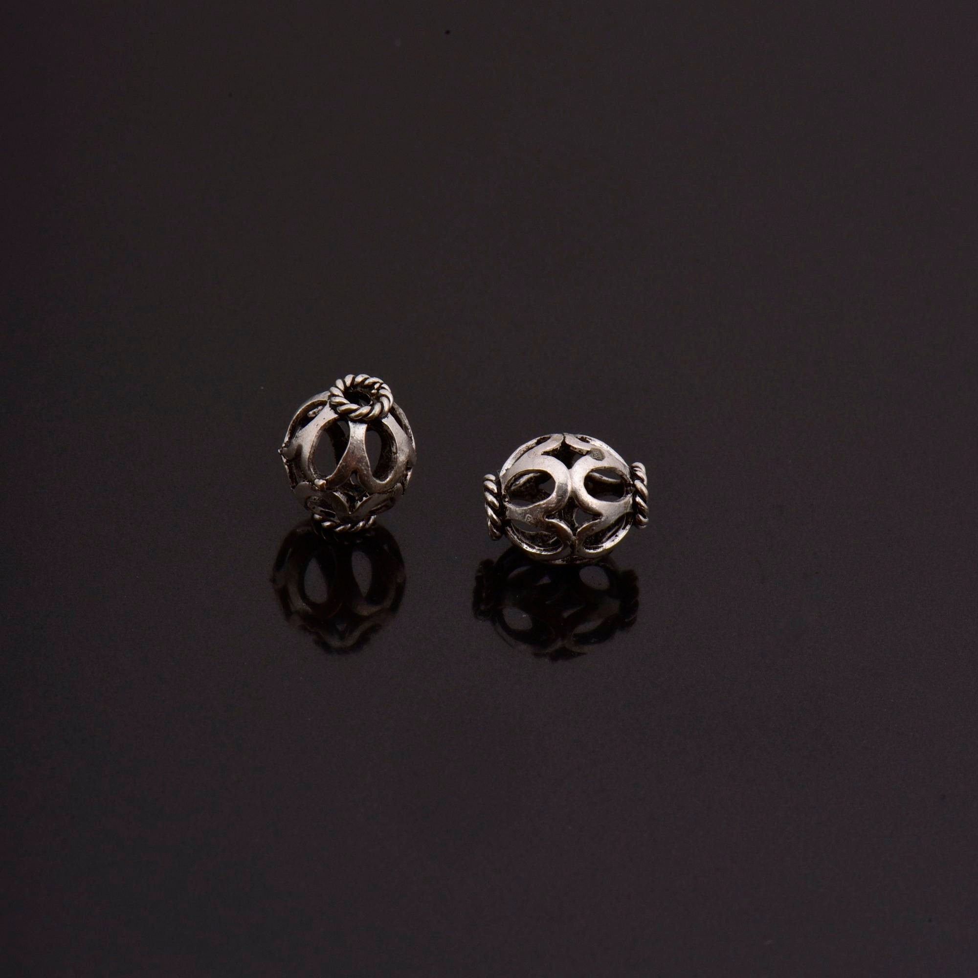 24K Gold Vermeil and 925 Silver Filigree Beads, Handmade Silver Beads in Gold, Solid Silver Beads, Spacer Beads, Jewelry Supply, M/VM113