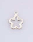 24K Gold Vermeil and 925 Sterling Silver 3 Pcs Flower Charms, Flower Charm Dangles, Plated Flower Pendants, Jewelry Findings, M/VM74
