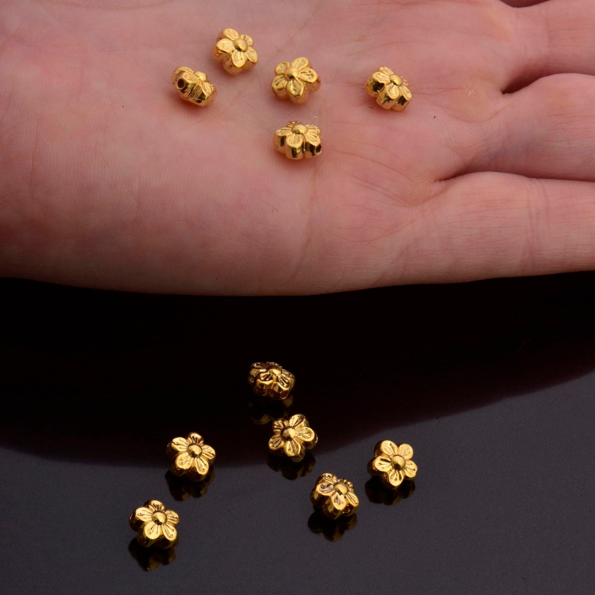 24K Gold Vermeil Flower Spacer Beads, Handmade Silver Spacer Beads in 24K Gold, 925 Silver Spacer Beads, Jewelry Supplies, VM101