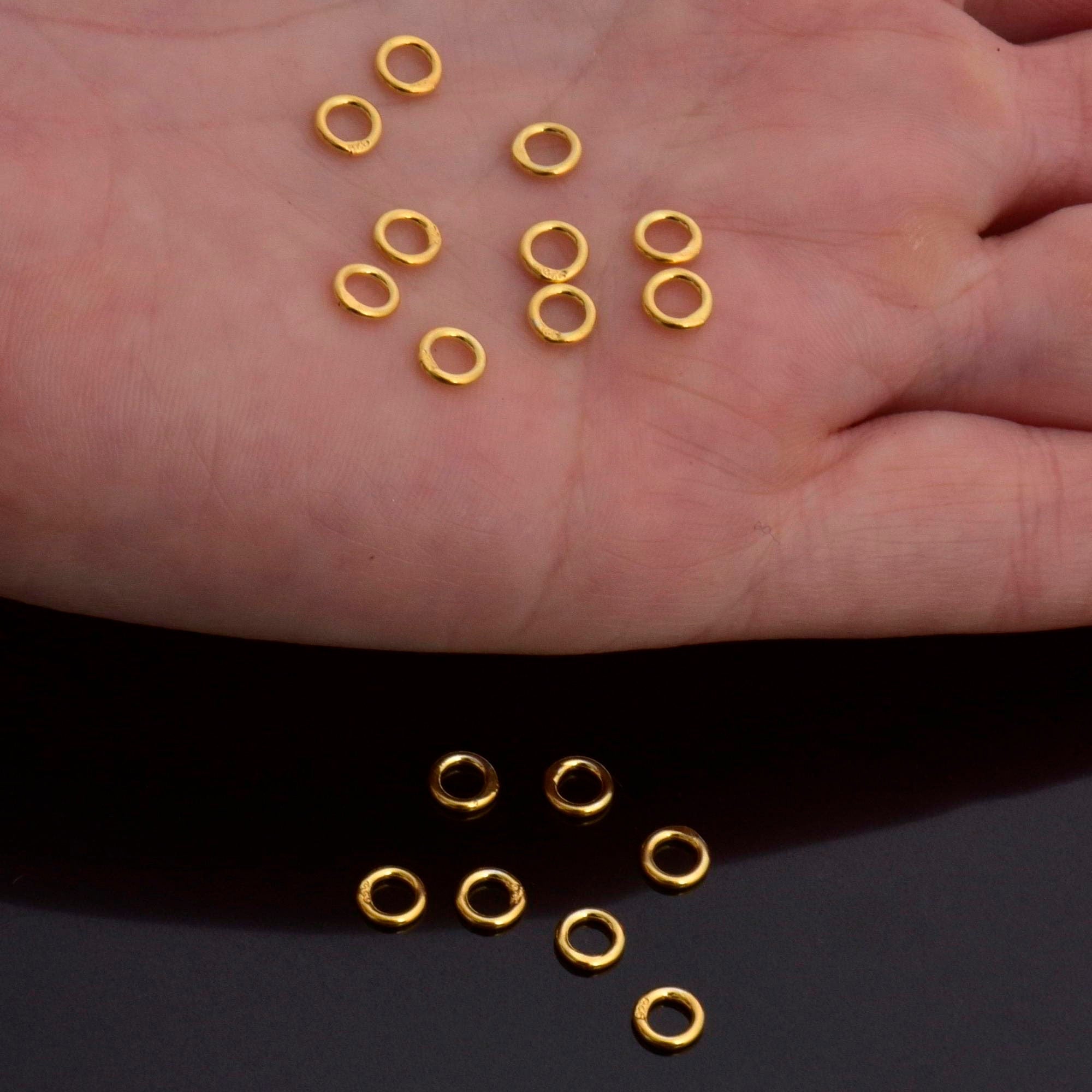 Dia 5mm & Ga.3 24K Gold Vermeil CLOSED Jump Rings, tough, High Quality in 925 Sterling Silver Jump Rings in Gold, Jewelry Findings, VM103B