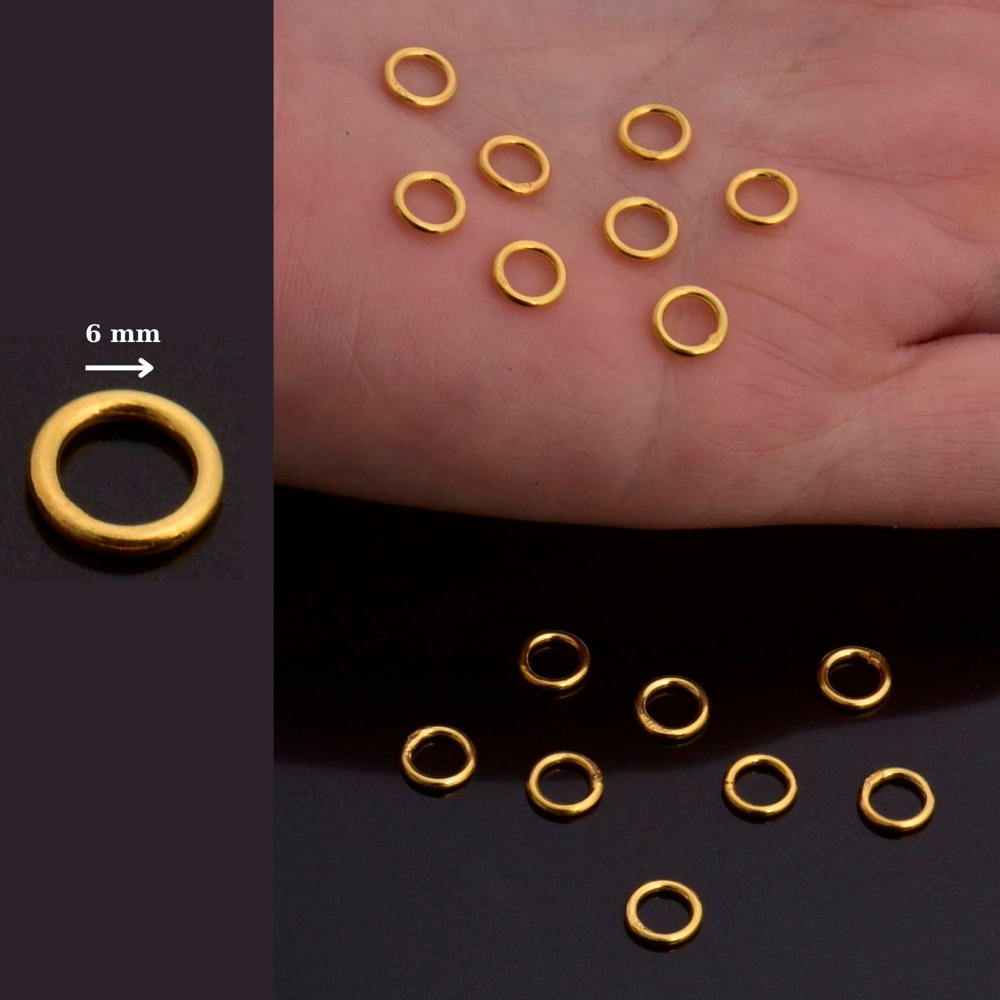 Dia 6mm & Ga.4 24K Gold CLOSED Jump Rings, tough, High Quality in Gold Vermeil, 925 Sterling Silver Jump Rings, Jewelry Findings, VM103C