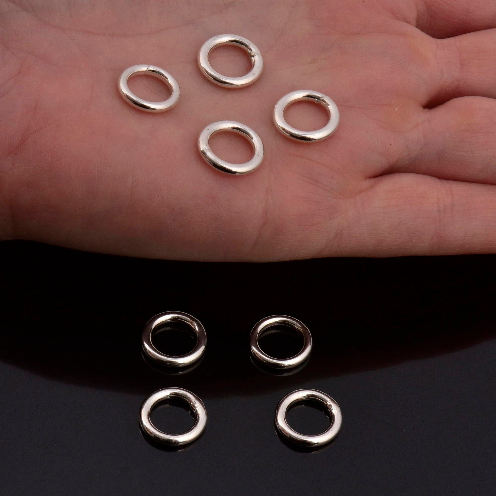 925 Sterling Silver High Quality 12,7 mm CLOSED and HOLLOW Jump Rings, Jewelry Supplies, Findings, M104B