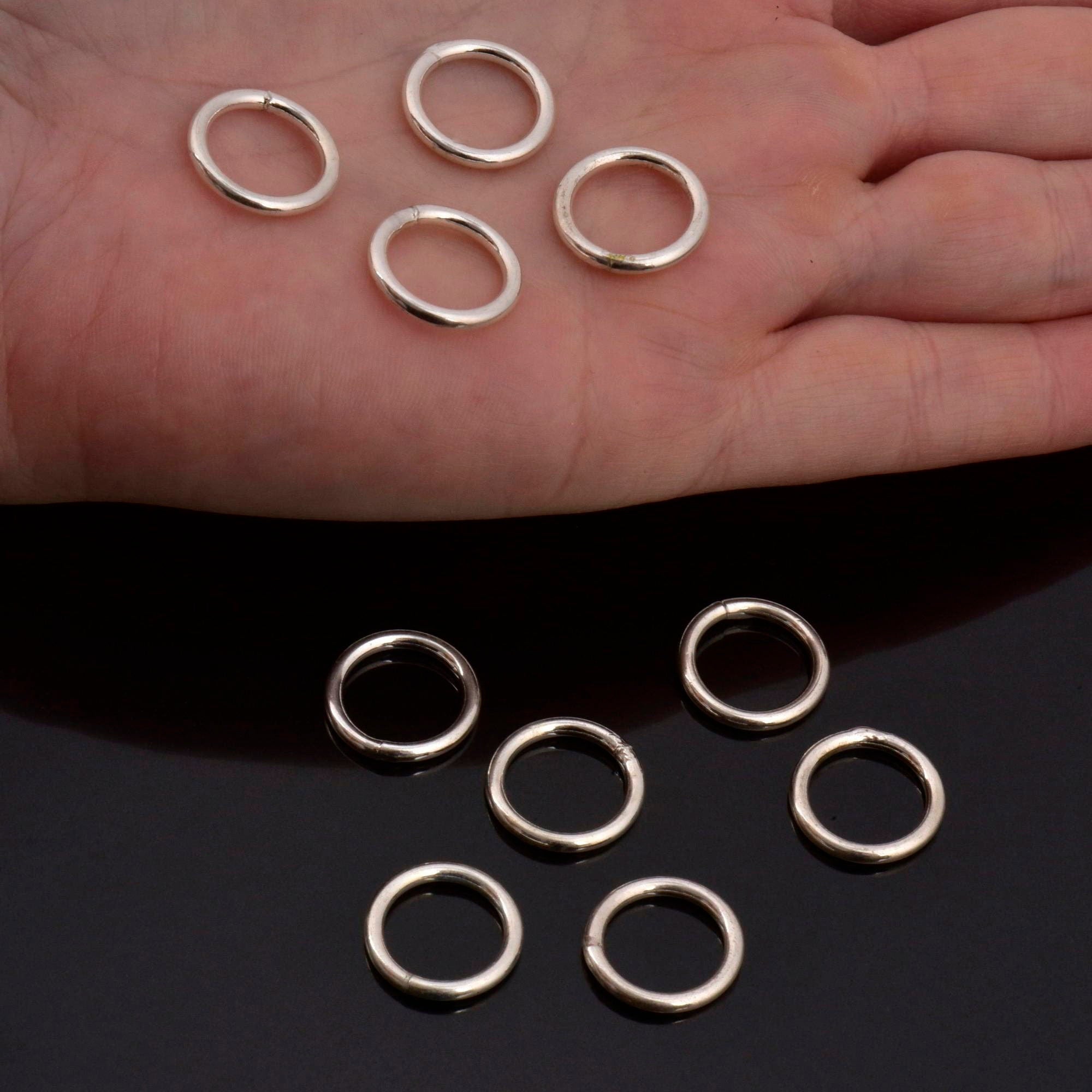 925 Sterling Silver High Quality 15 mm CLOSED and HOLLOW Jump Rings, Jewelry Supplies, Findings, M104C