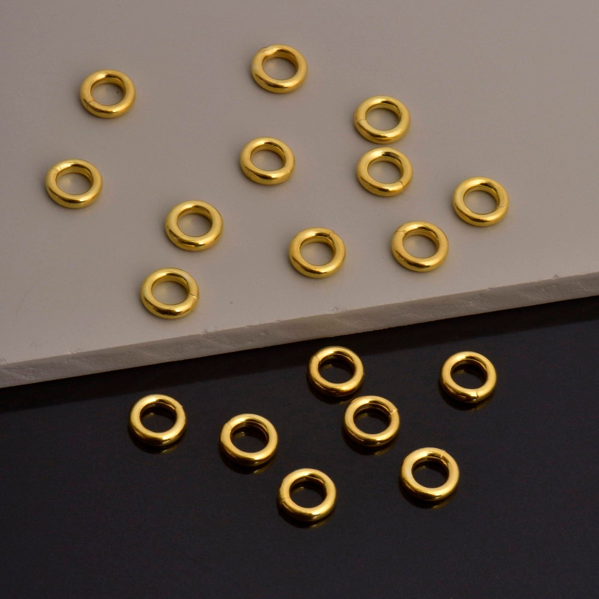 24K Gold Vermeil 8mm CLOSED Jump Rings, High Quality HOLLOW Jump Rings, 925 Sterling Silver Jump Rings, Jewelry Supplies, Findings, VM104A