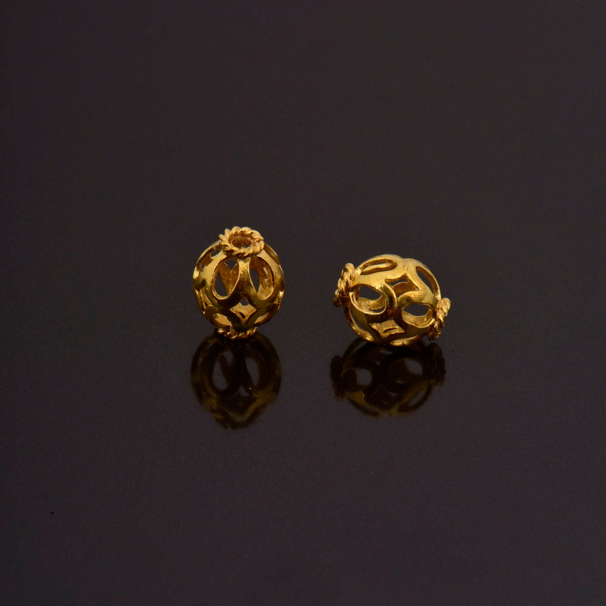 24K Gold Vermeil and 925 Silver Filigree Beads, Handmade Silver Beads in Gold, Solid Silver Beads, Spacer Beads, Jewelry Supply, M/VM113