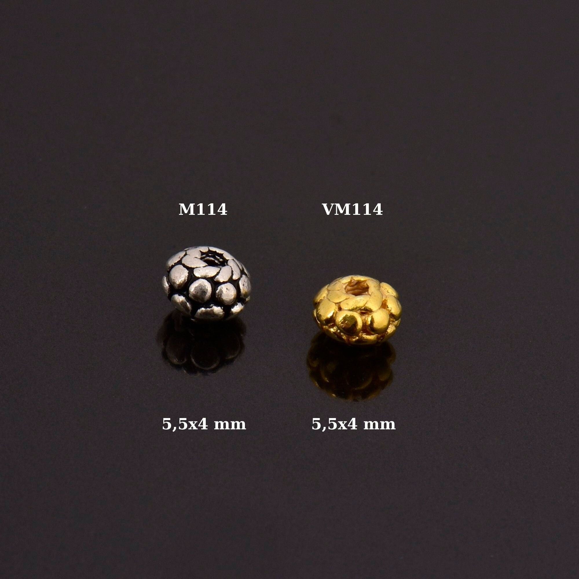 24K Gold Vermeil and 925 Silver Filigree Beads, Handmade Silver Beads in Gold, Solid Silver Beads, Spacer Beads, Jewelry Supply, M/VM114