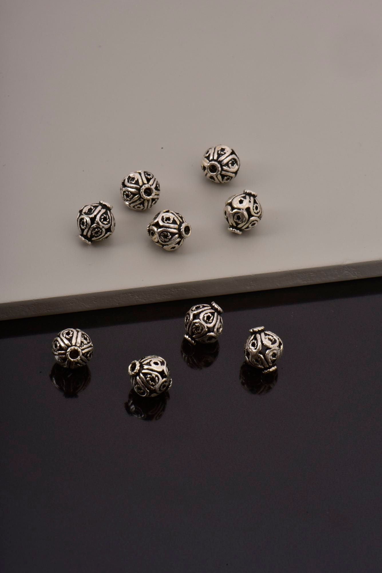 24K Gold Vermeil and 925 Silver Filigree Beads, Handmade Silver Beads in 24K Gold, Solid Silver Beads, Spacer Beads, Jewelry Supply, M/VM115