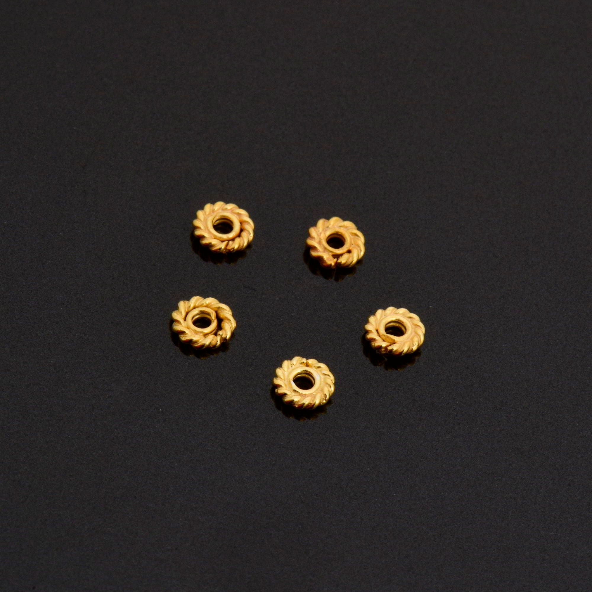 24K Gold Vermeil Separators, Handmade Silver Beads in 24K Gold, 925 Solid Silver Beads, Spacer Beads, Jewelry Supply, VM124