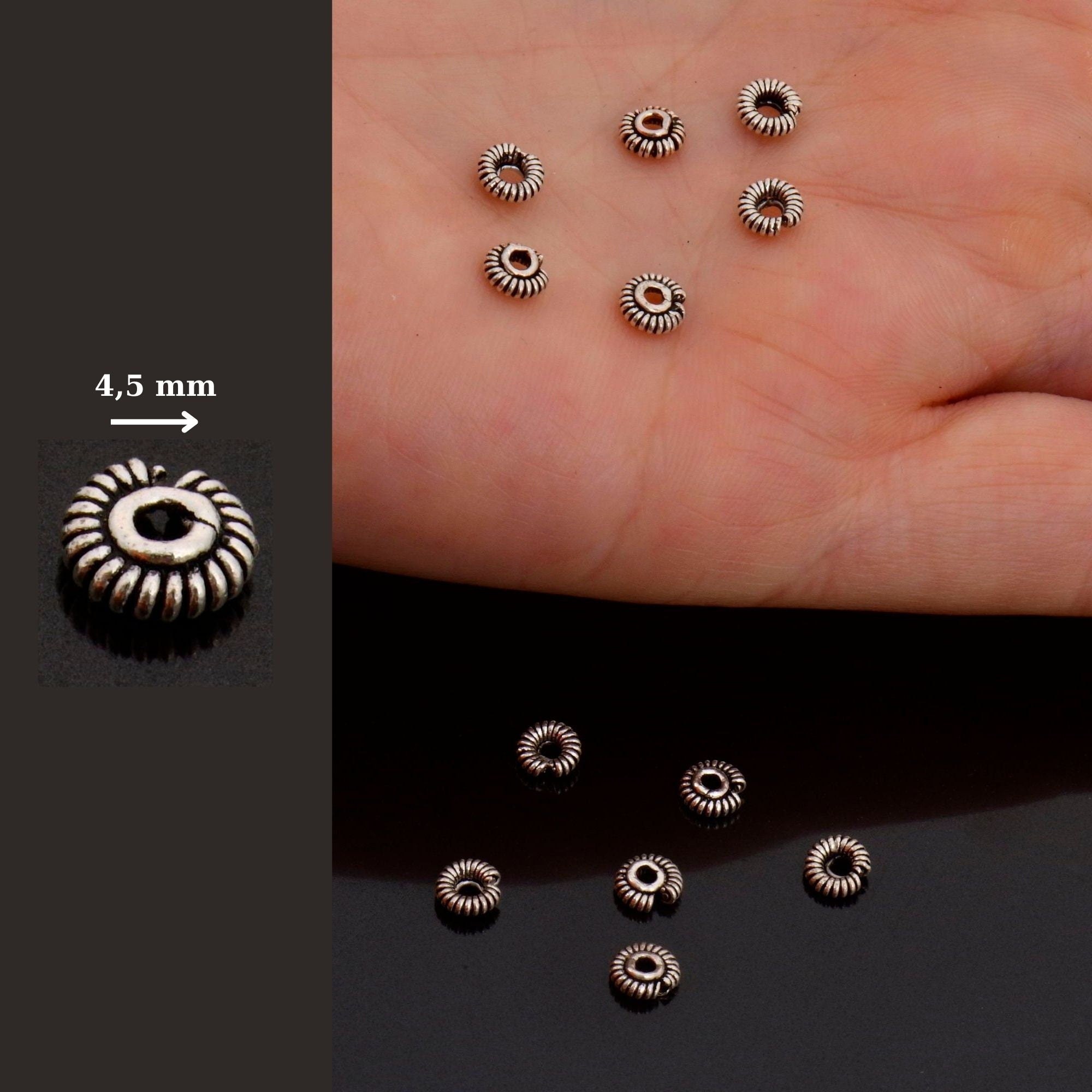24K Gold Vermeil &amp; 925 Silver Separators, Handmade Silver Beads in 24K Gold, Solid Silver Beads, Spacer Beads, Jewelry Supply, M/VM126