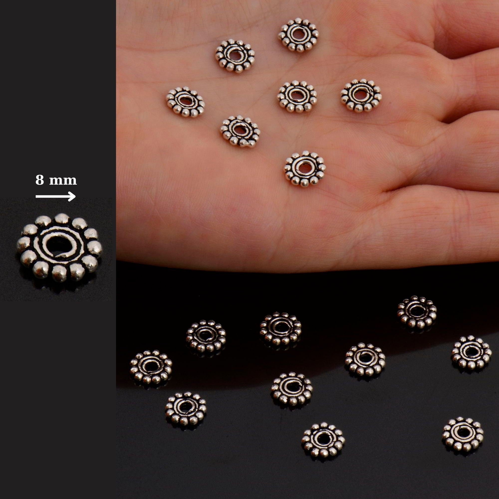 925 Sterling Silver Separators, Handmade Silver Separators, Solid Silver Beads, Spacer Beads, Jewelry Supply, M130B