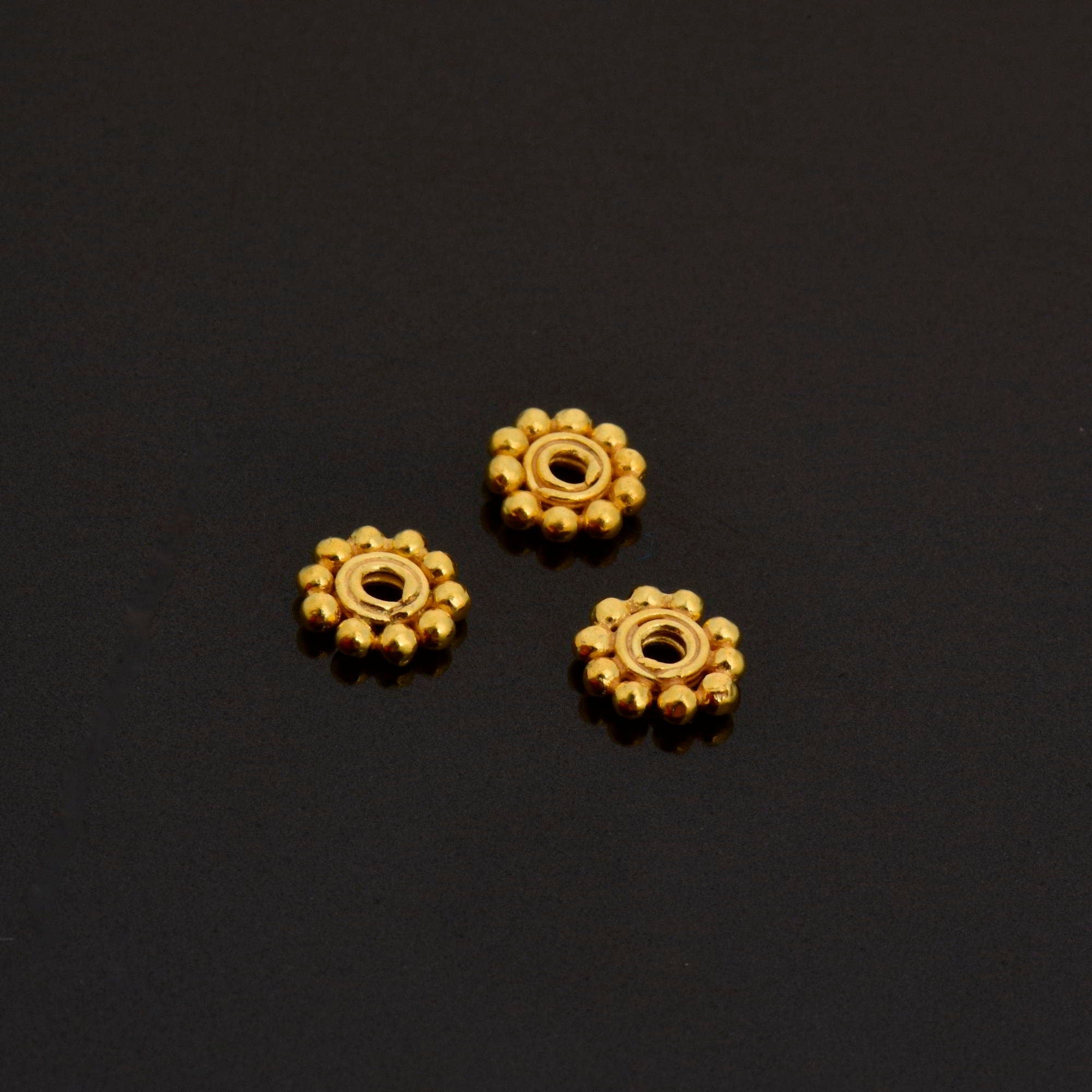 24K Gold Vermeil Separators, Handmade Silver Beads in 24K Gold, 925 Solid Silver Beads, Spacer Beads, Jewelry Supply, VM130A