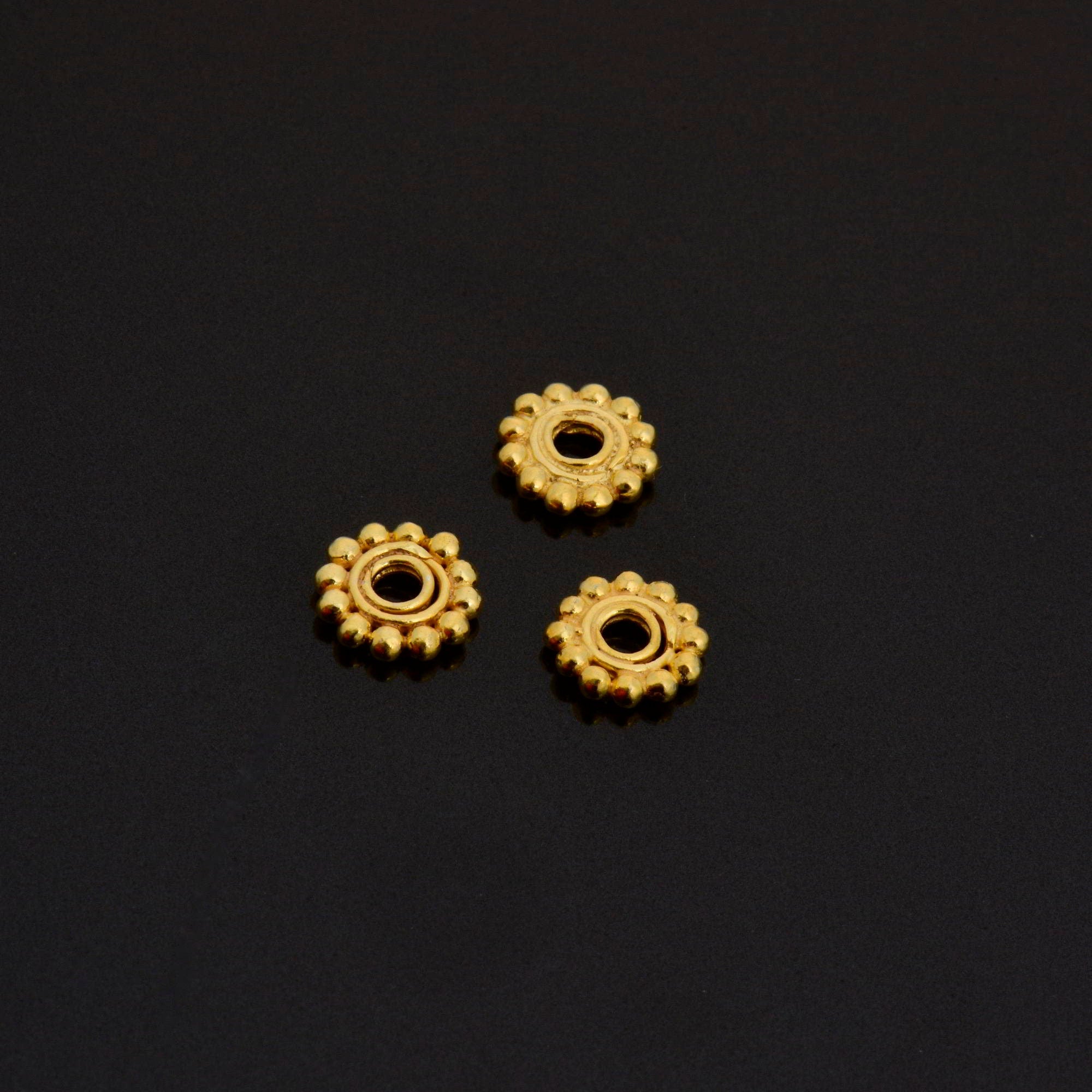 24K Gold Vermeil Separators, Handmade Silver Beads in 24K Gold, 925 Solid Silver Beads, Spacer Beads, Jewelry Supply, VM130B