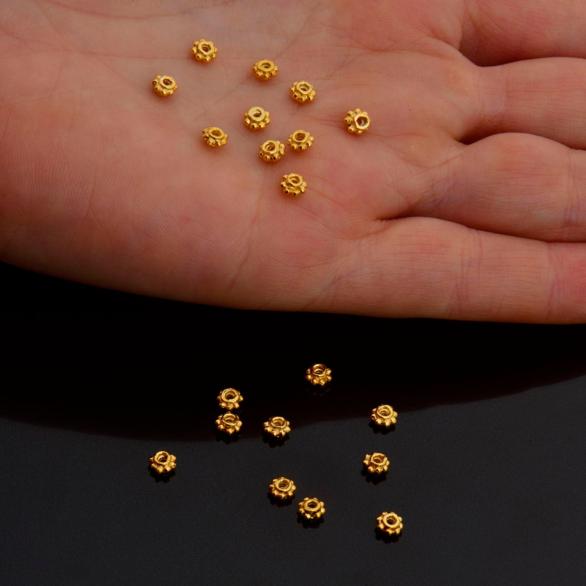 24K Gold Vermeil Separators, Handmade Silver Beads in 24K Gold, 925 Solid Silver Beads, Spacer Beads, Jewelry Supply, VM133