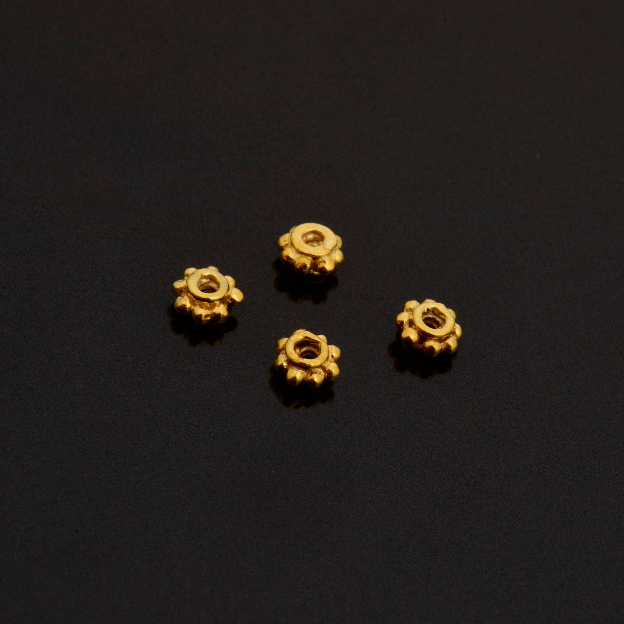 24K Gold Vermeil Separators, Handmade Silver Beads in 24K Gold, 925 Solid Silver Beads, Spacer Beads, Jewelry Supply, VM133
