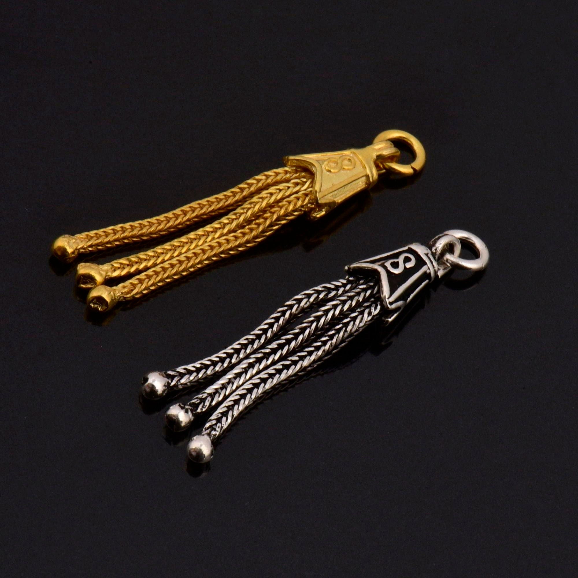 24K Gold Vermeil Small Tassels, Handmade Silver Tassels in 24K Gold, 925 Solid Silver Tassels, Pendants Tassels, Jewelry Supply, M/VM105
