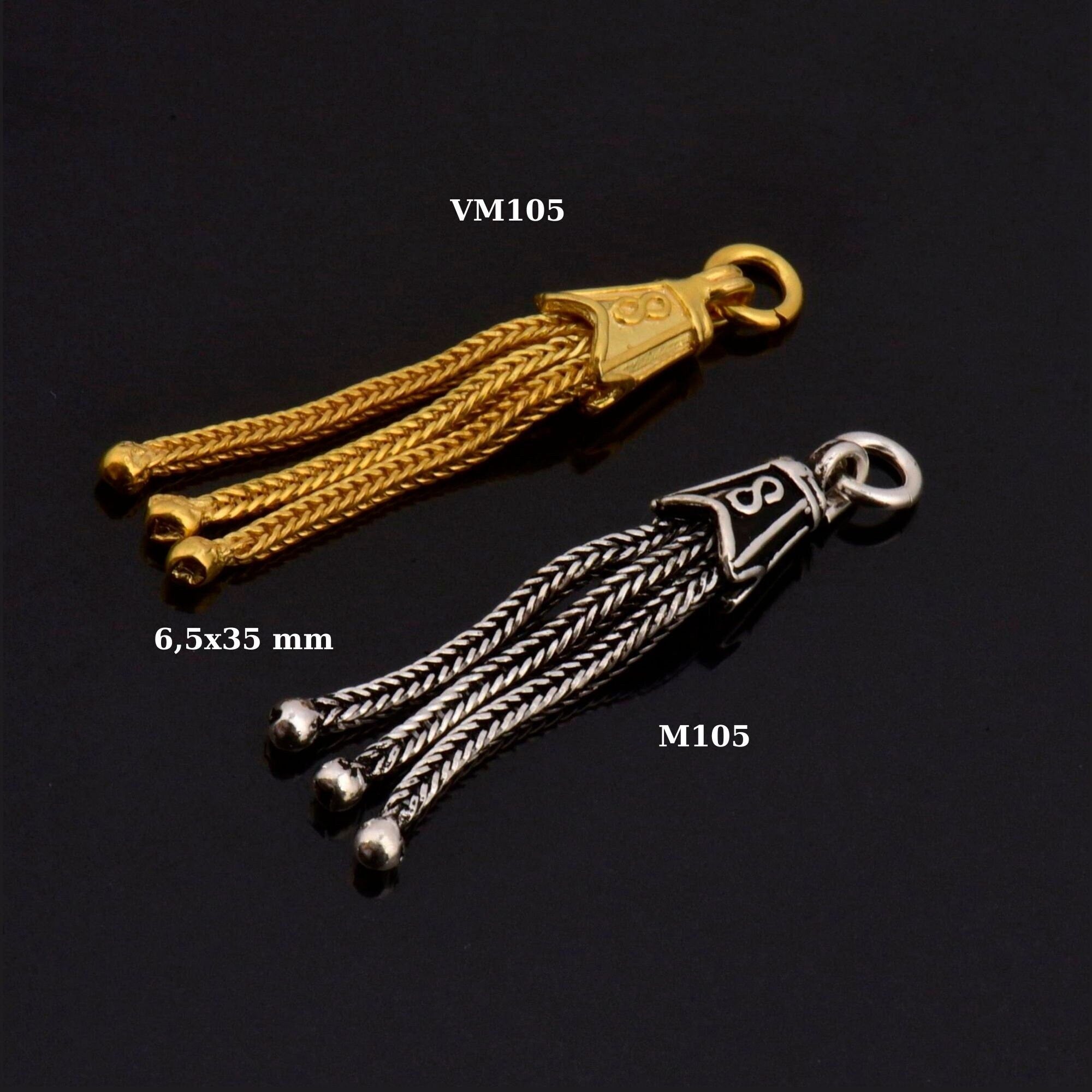 24K Gold Vermeil Small Tassels, Handmade Silver Tassels in 24K Gold, 925 Solid Silver Tassels, Pendants Tassels, Jewelry Supply, M/VM105