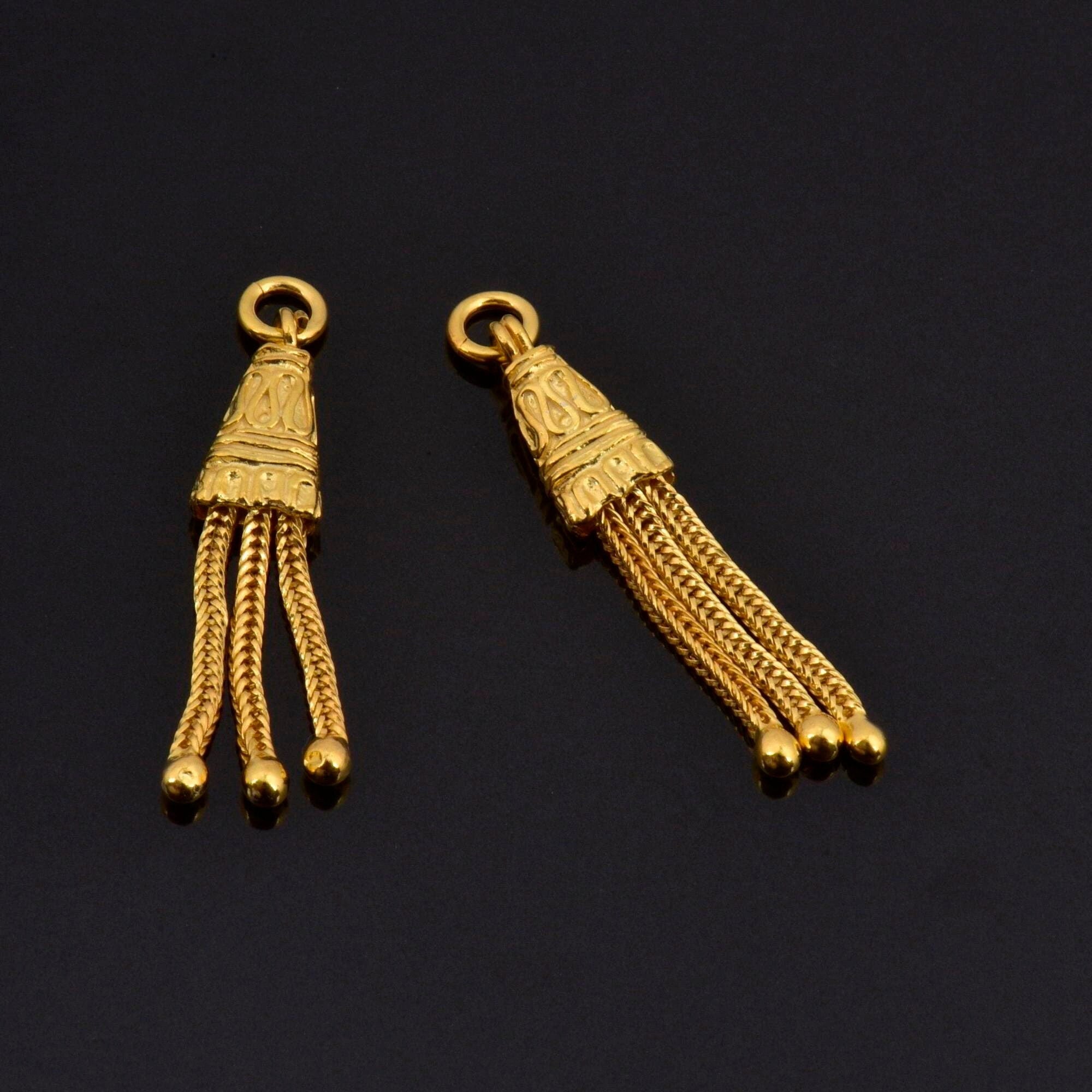 24K Gold Vermeil Small Tassels, Handmade Silver Tassels in Gold, 925 Solid Silver Tassels, Pendants Tassels, Jewelry Supply, VM106