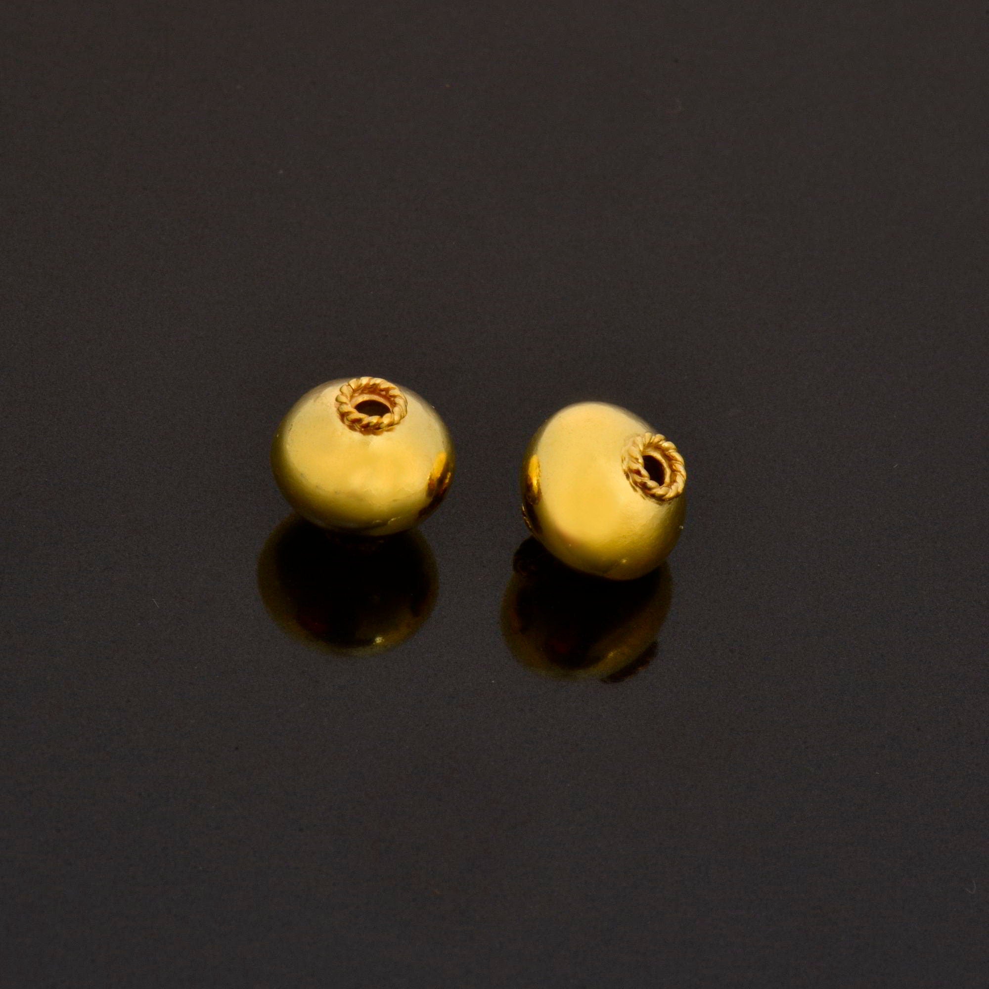 24K Gold Vermeil Round Beads, Handmade Silver Beads in 24K Gold, 925 Solid Silver Beads, Handmade Beads, Jewelry Supply, VM119B