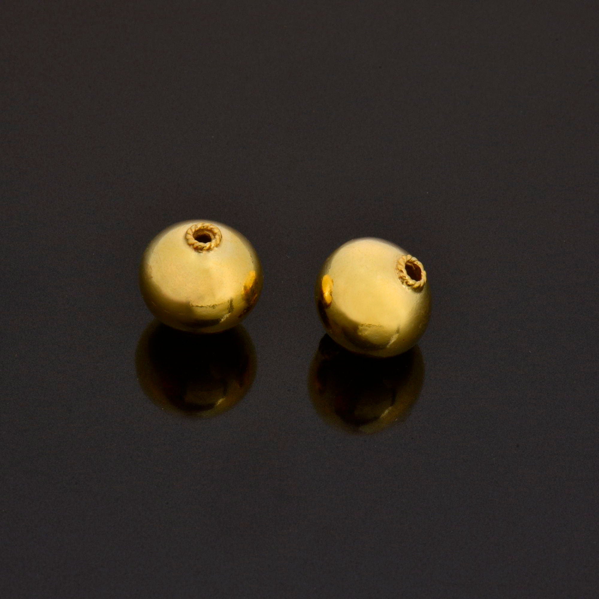24K Gold Vermeil & 925 Silver Round Beads, Handmade Silver Beads inGold , Solid Silver Beads, Handmade Beads, Jewelry Supply, M/VM119 A-C