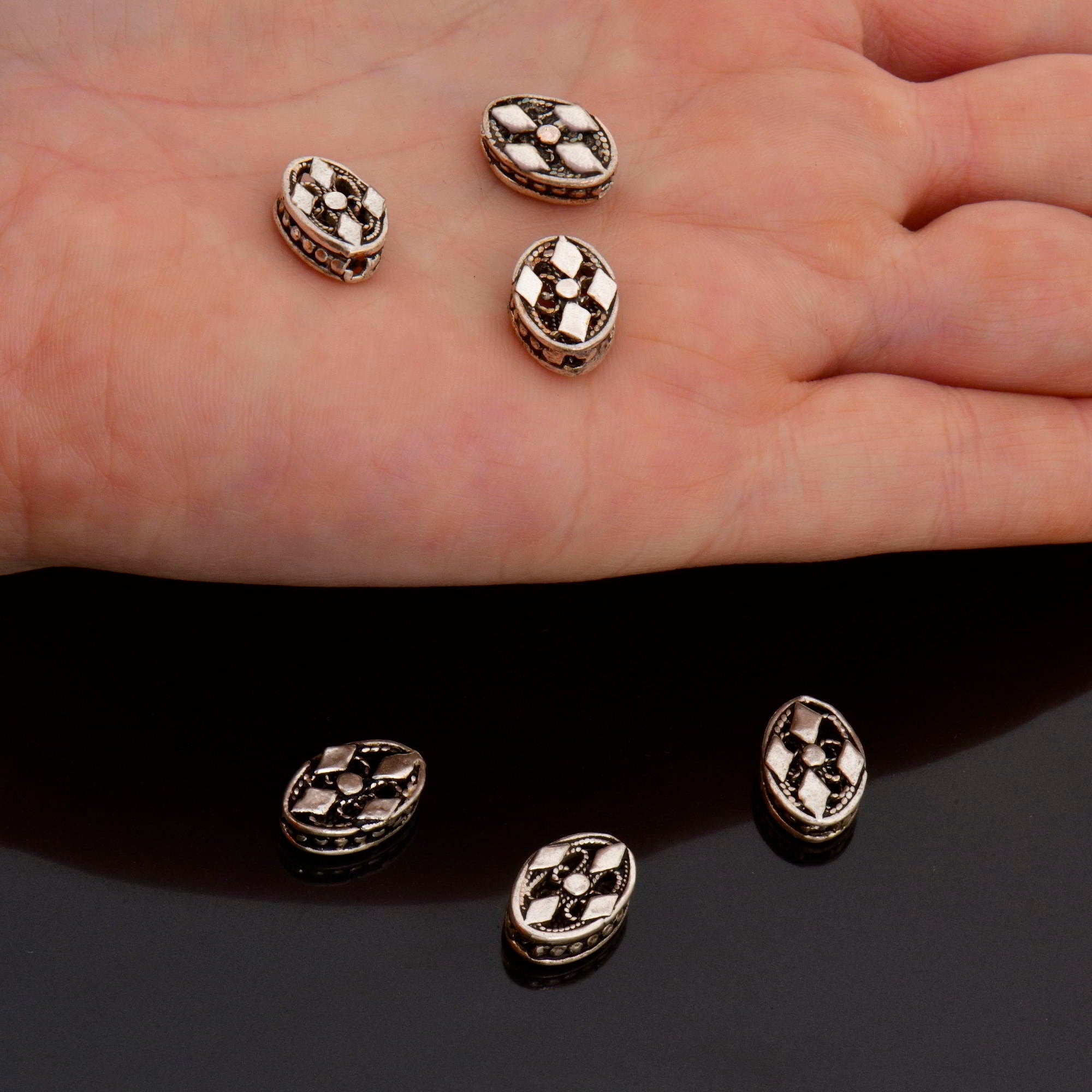 24K Gold Vermeil and 925 Silver Flat Tube Spacer Beads, Handmade Silver Spacer Beads in Gold, Silver Spacer Beads, Jewelry Supplies, M/VM120