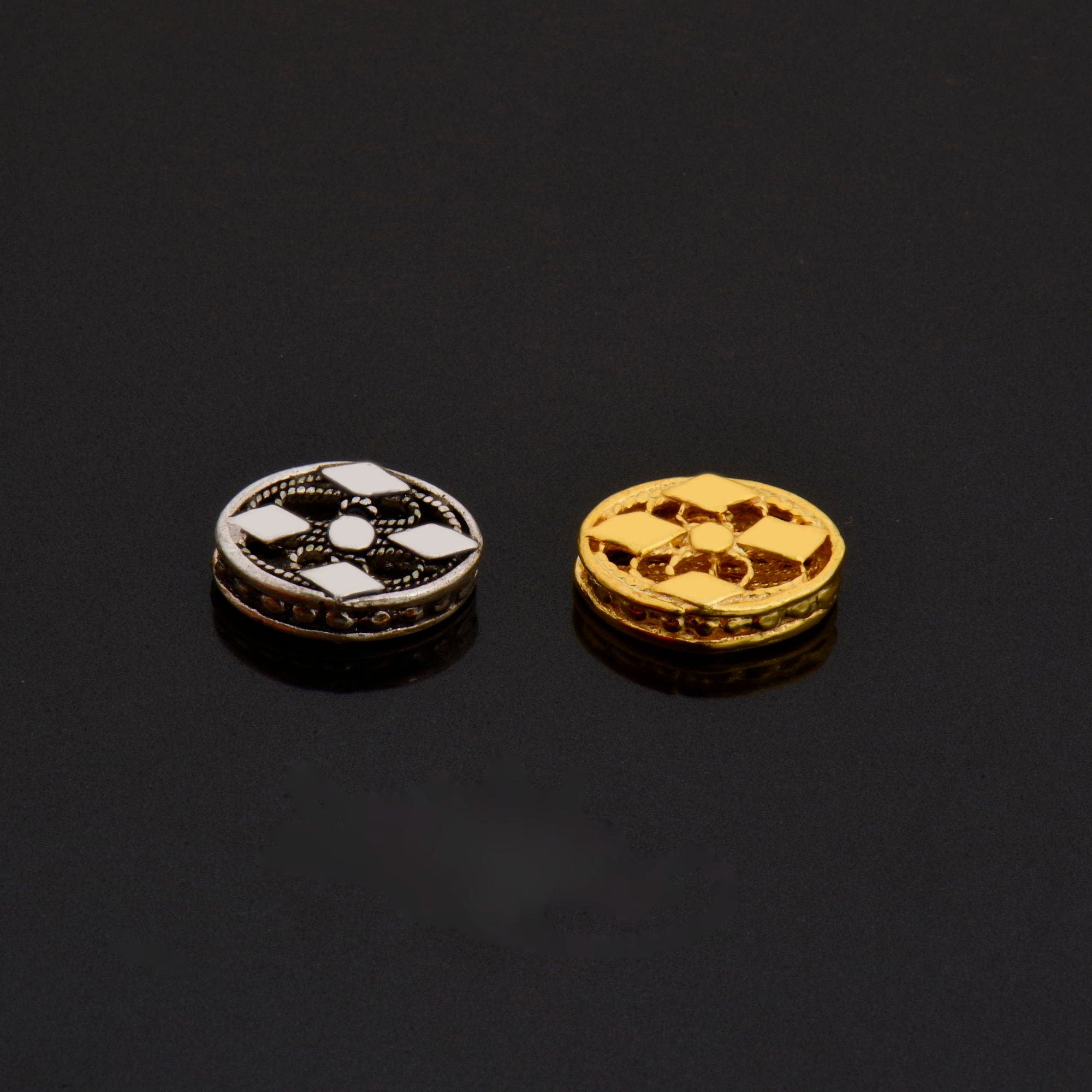24K Gold Vermeil and 925 Silver Flat Tube Spacer Beads, Handmade Silver Spacer Beads in Gold, Silver Spacer Beads, Jewelry Supplies, M/VM120