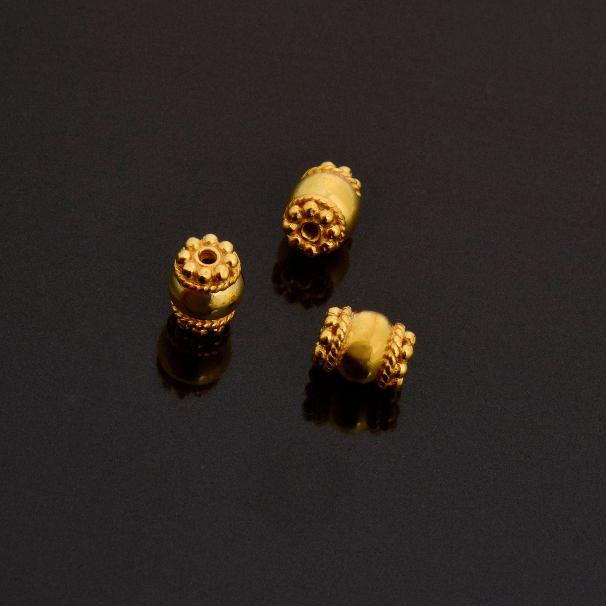 24K Gold Vermeil & 925 Silver Capped Beads, Handmade Silver Beads in Gold, Solid Silver Beads, Jewelry Supply, M/VM123