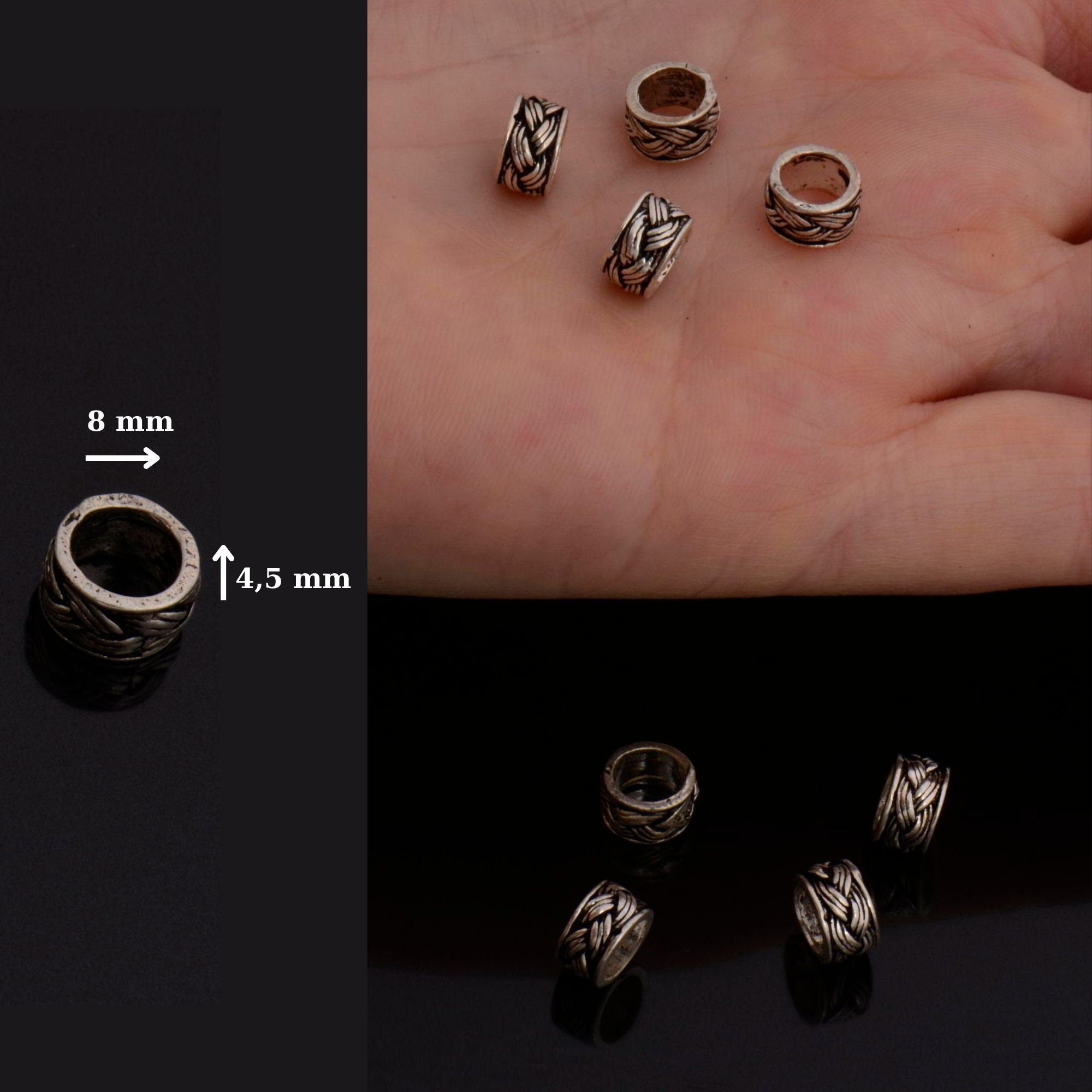 925 Sterling Silver Large Hole Bead Rings, Silver Hole Beads Rings, Solid Silver Rings, Jewelry Making Findings, M137