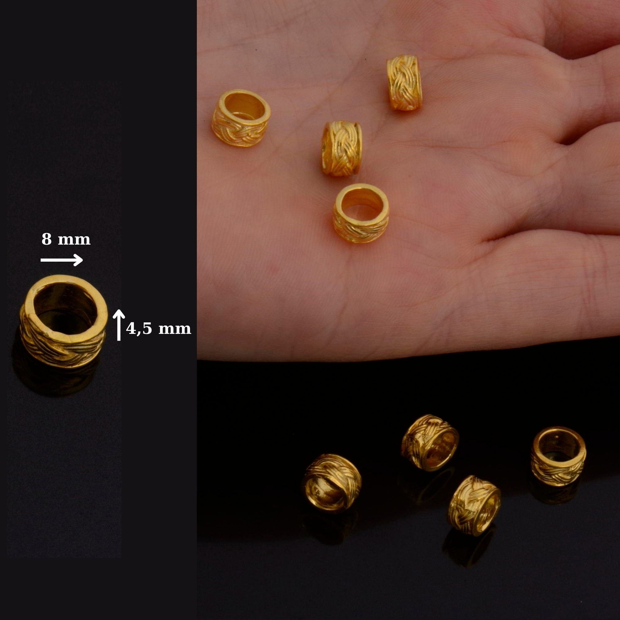 24K Gold Vermeil Large Hole Bead Rings, 925 Silver Hole Beads Rings, 24K Gold Plated Bead Rings, Jewelry Making Findings, VM137