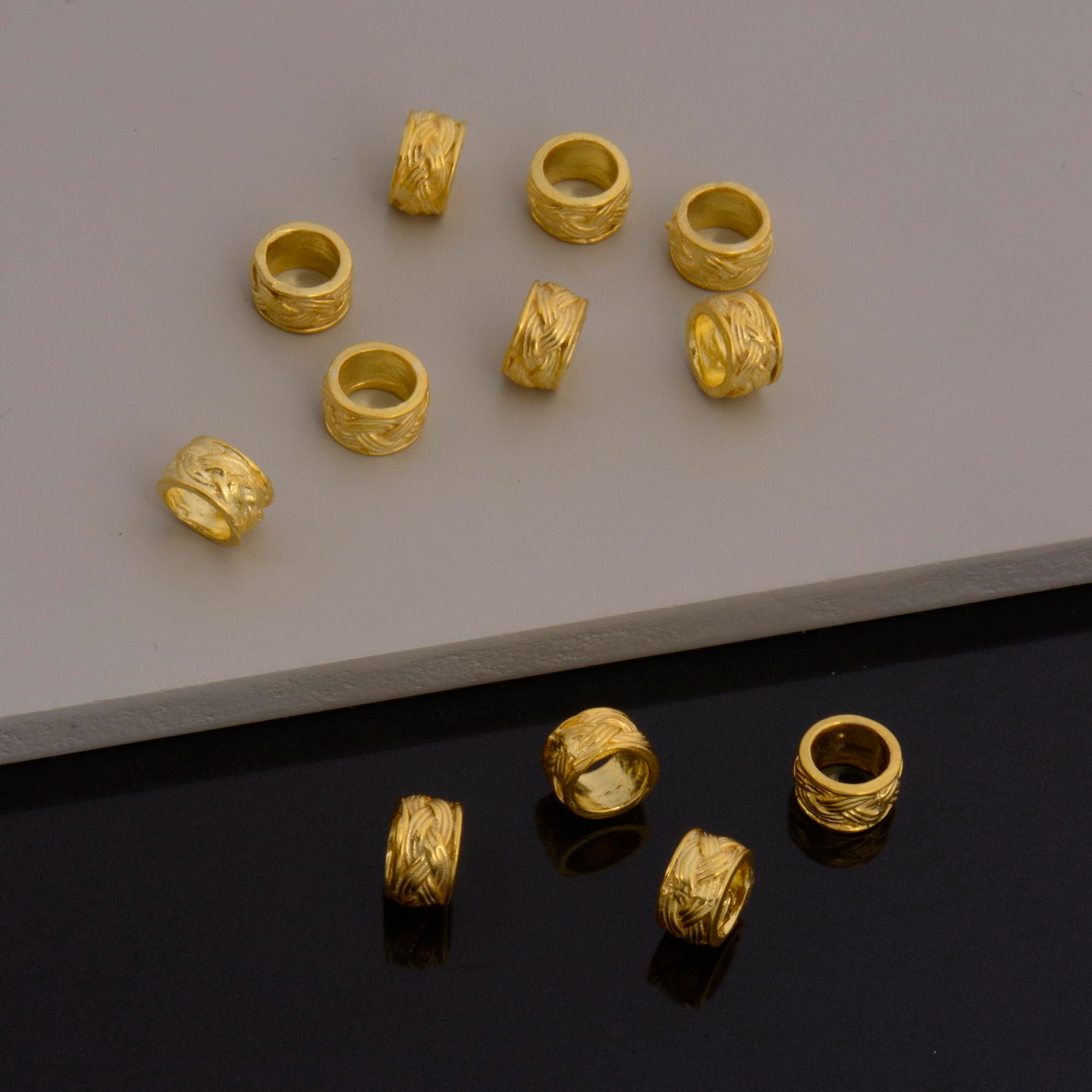 24K Gold Vermeil and 925 Silver Large Hole Bead Rings, Hole Beads Rings, Gold Plated Bead Rings, Jewelry Making Findings, M/VM137